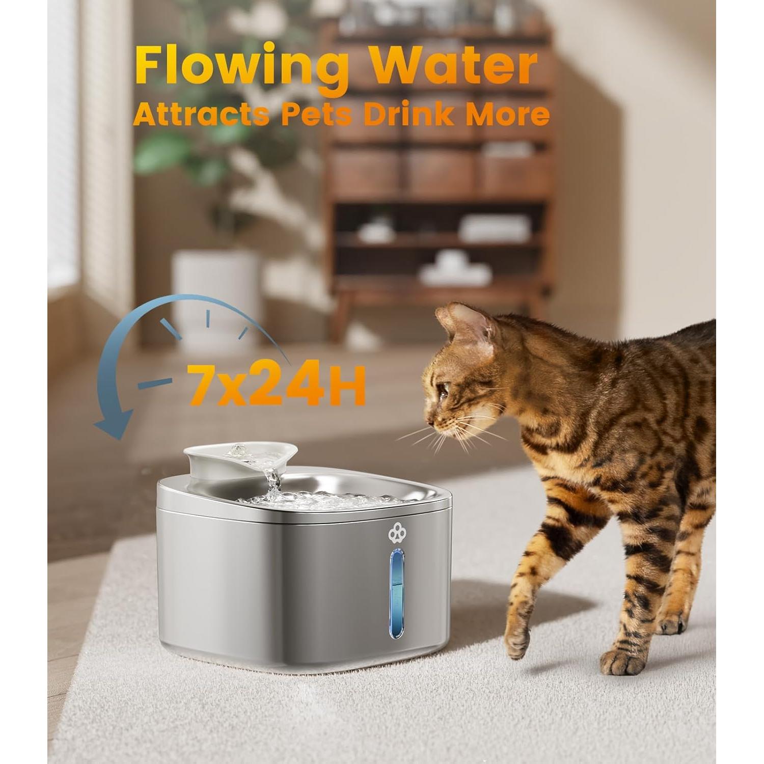 Fuente de Agua para Gatos Oneisall PW03 Acero Inoxidable 3.5L