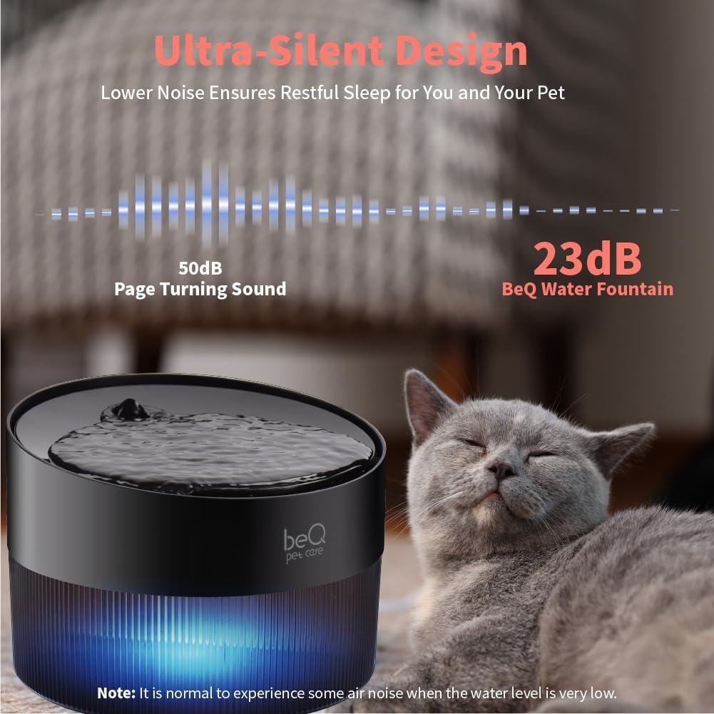 Fuente de Agua para Gatos beQ E1-P 2.5L Ultra Silenciosa BPA Libre