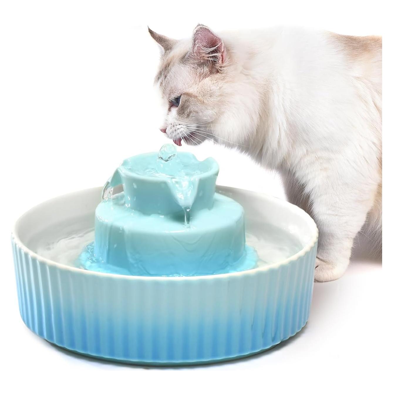 Fuente de Agua Cerámica NautyPaws 2.1L para Gatos y Perros