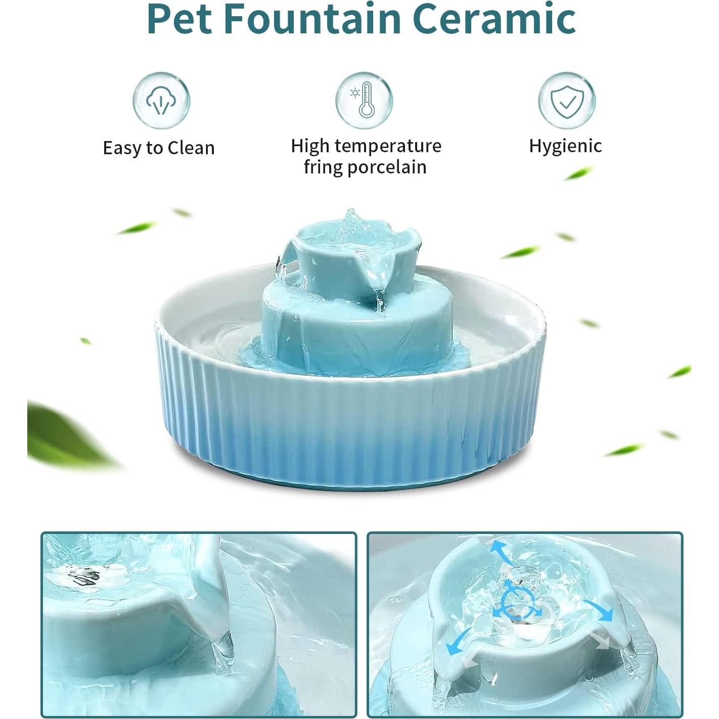 Fuente de Agua Cerámica NautyPaws 2.1L para Gatos y Perros