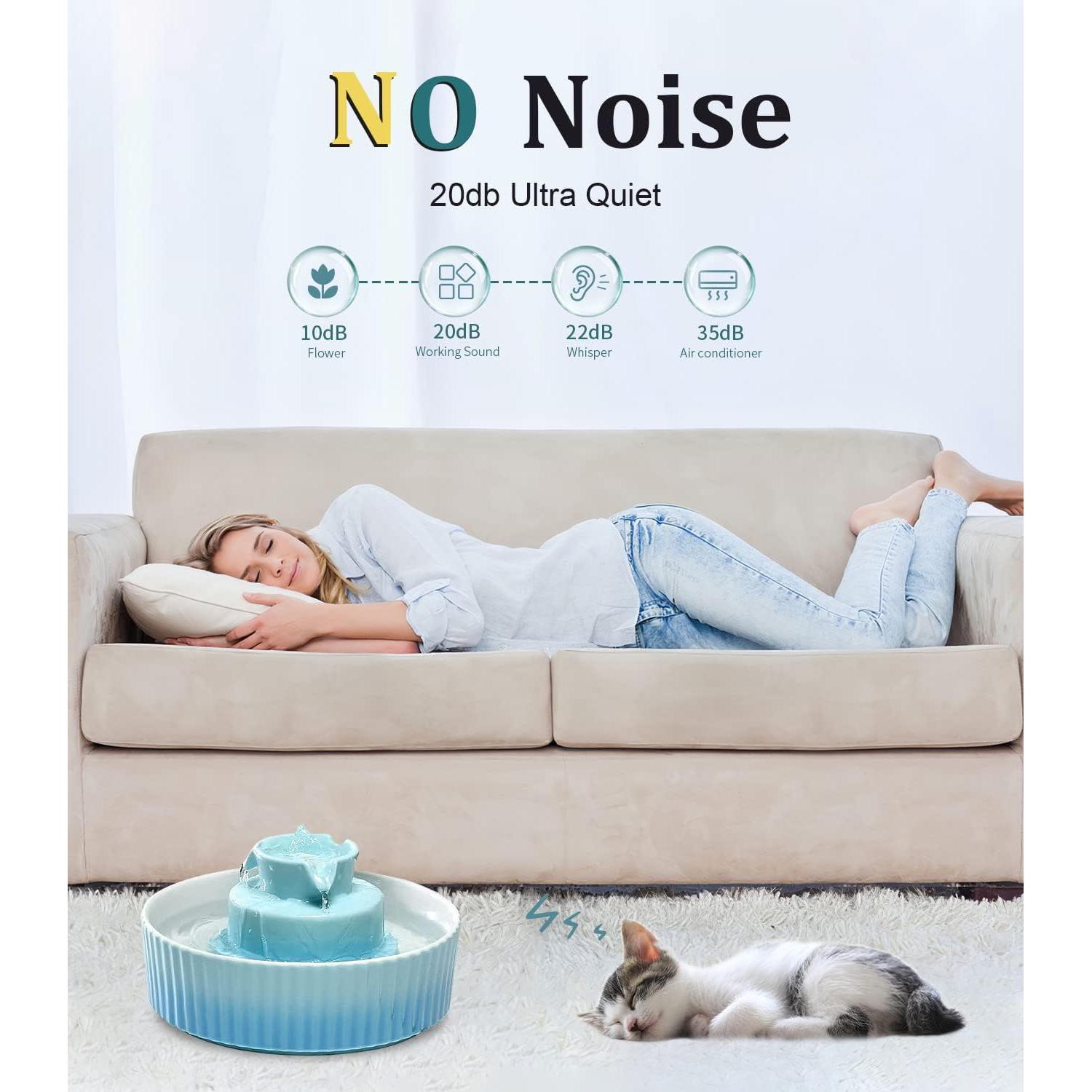 Fuente de Agua Cerámica NautyPaws 2.1L para Gatos y Perros