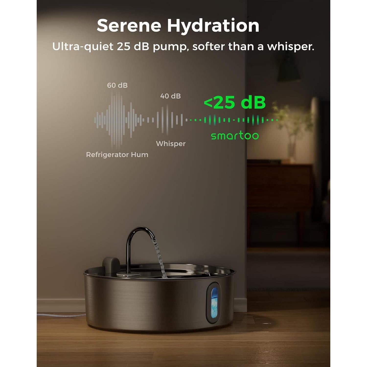 Fuente de Agua para Perros Grandes 7L Smartoo Acero Inoxidable