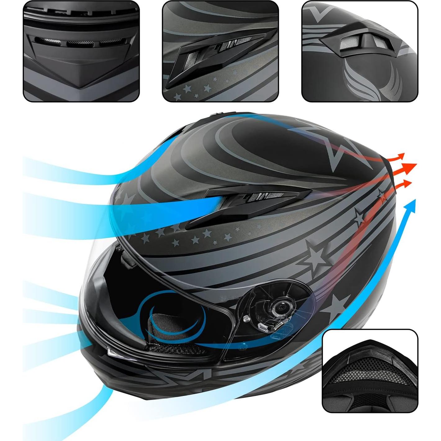 Casco Integral VCAN VXSLDCM para Motocicleta, 1.81 kg