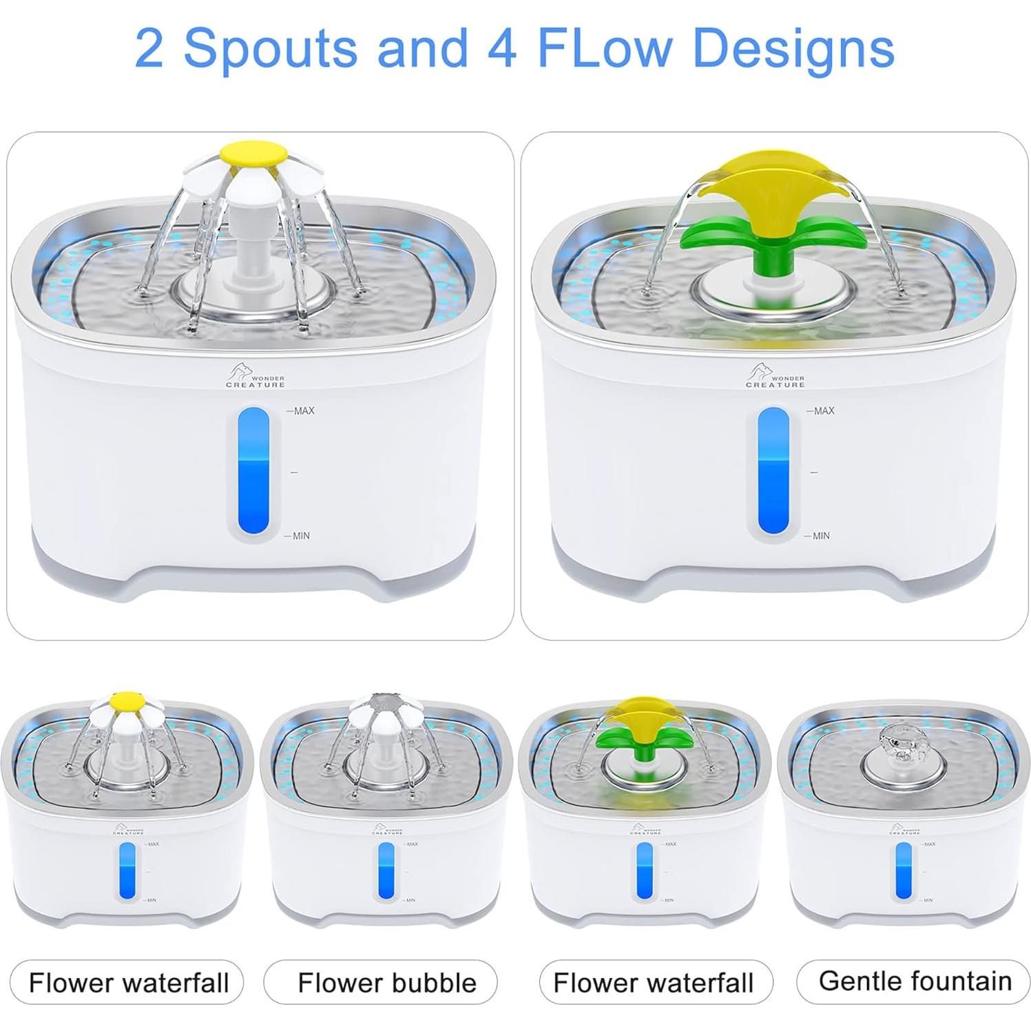 Fuente de Agua Automática para Gatos Wonder Creature 2.5L Acero Inoxidable