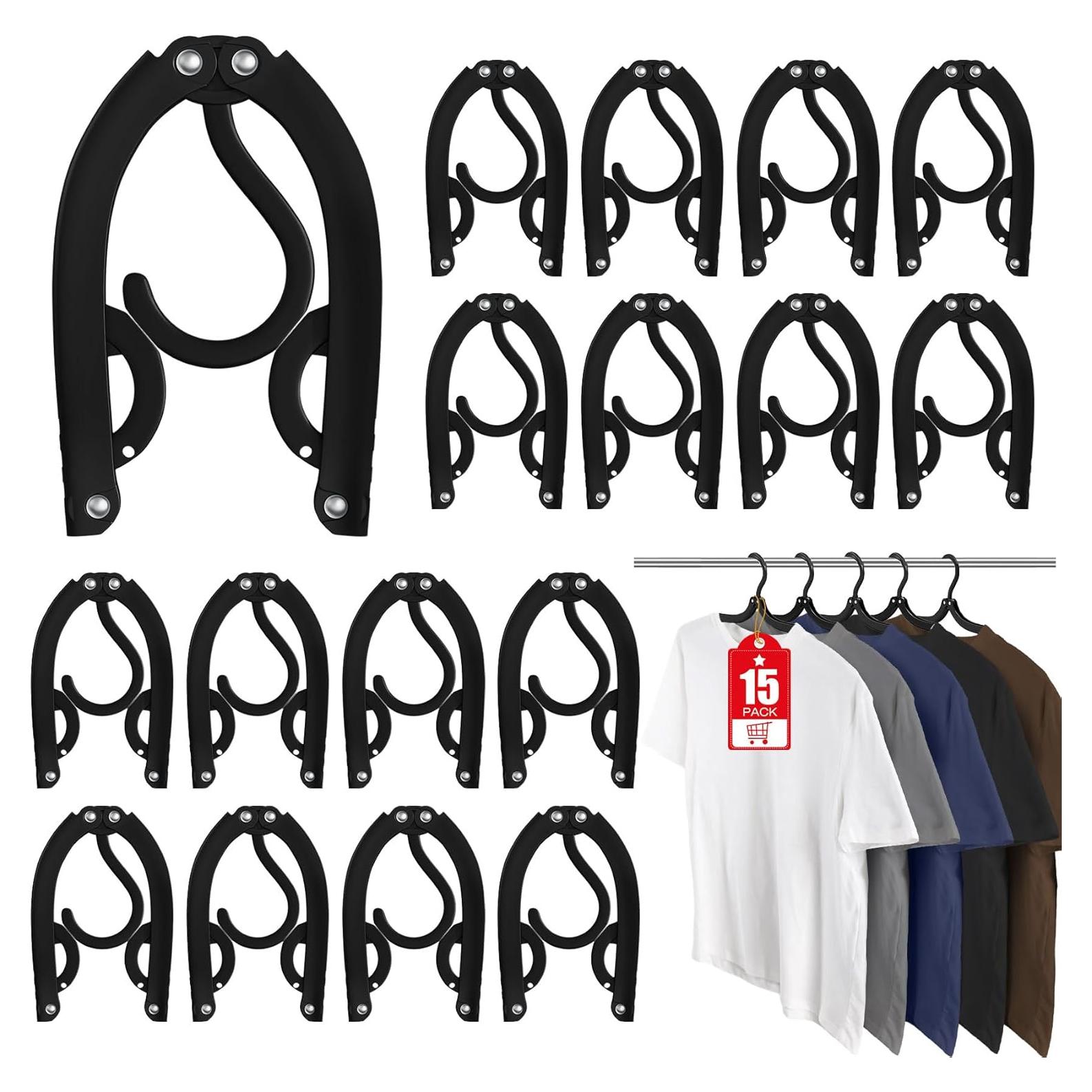 15 Perchas de Viaje Plegables Besslly Color Negro