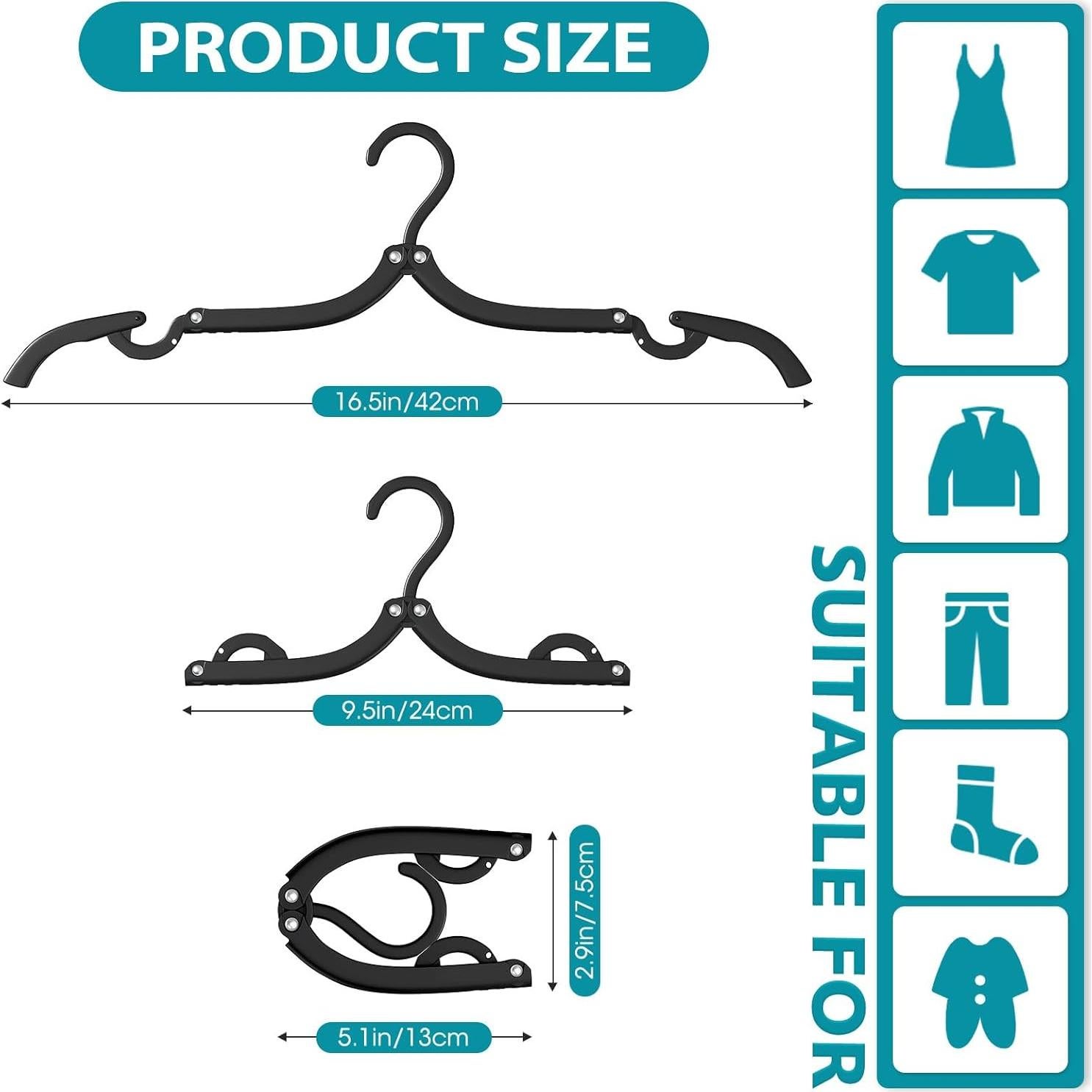 15 Perchas de Viaje Plegables Besslly Color Negro