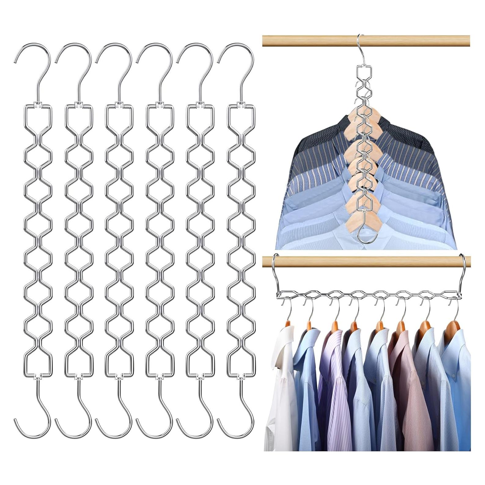 6 Perchas Ahorra Espacio Besslly de Metal Colapsables 10kg