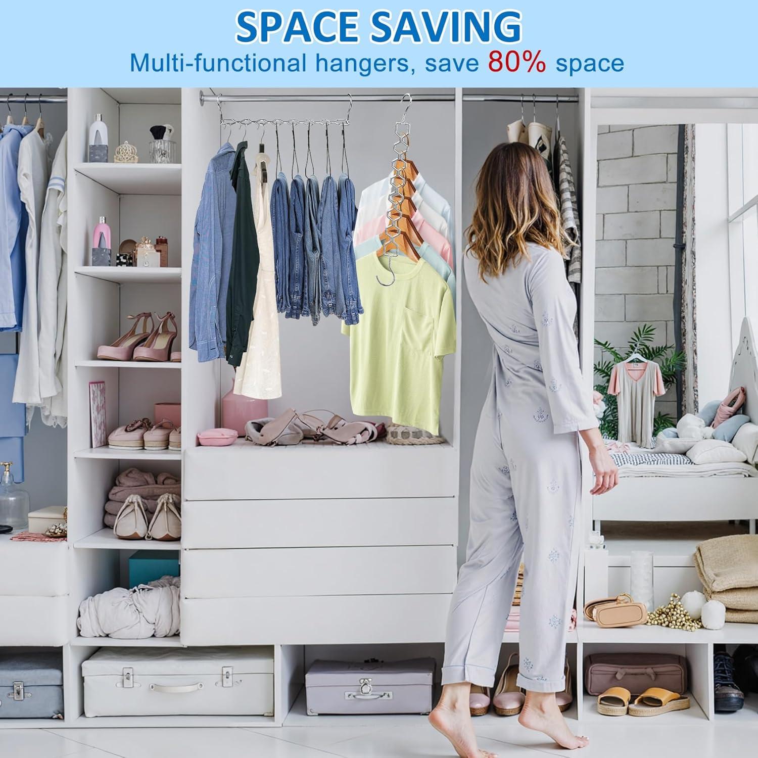 6 Perchas Ahorra Espacio Besslly de Metal Colapsables 10kg