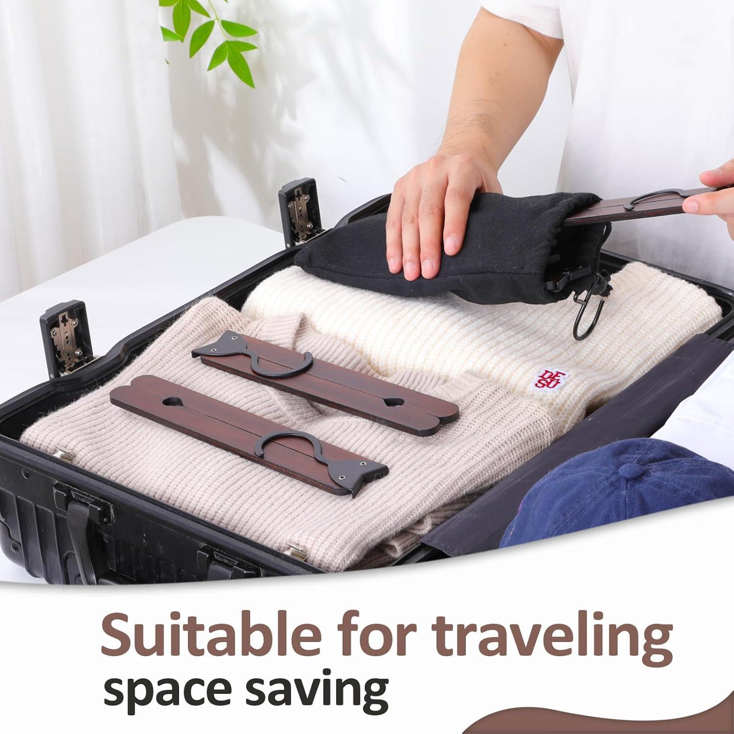 Foldable Hangers 8 Pack, Wooden Travel Hangers Foldable for Suitcase, Portable Folding Travel Hanger for Cruise, Collapsible Space Saving RV Hanger for Trip