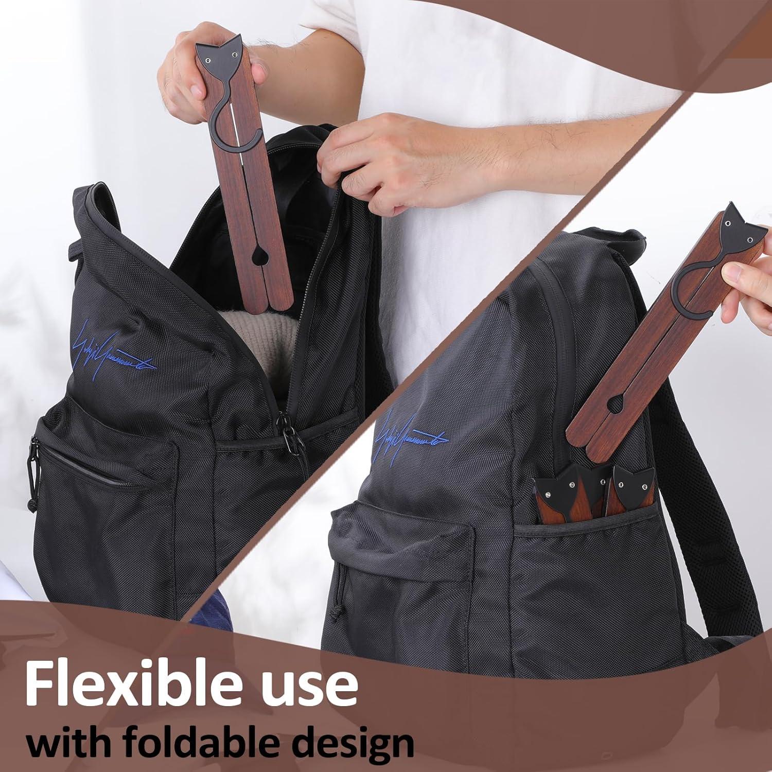 Foldable Hangers 8 Pack, Wooden Travel Hangers Foldable for Suitcase, Portable Folding Travel Hanger for Cruise, Collapsible Space Saving RV Hanger for Trip