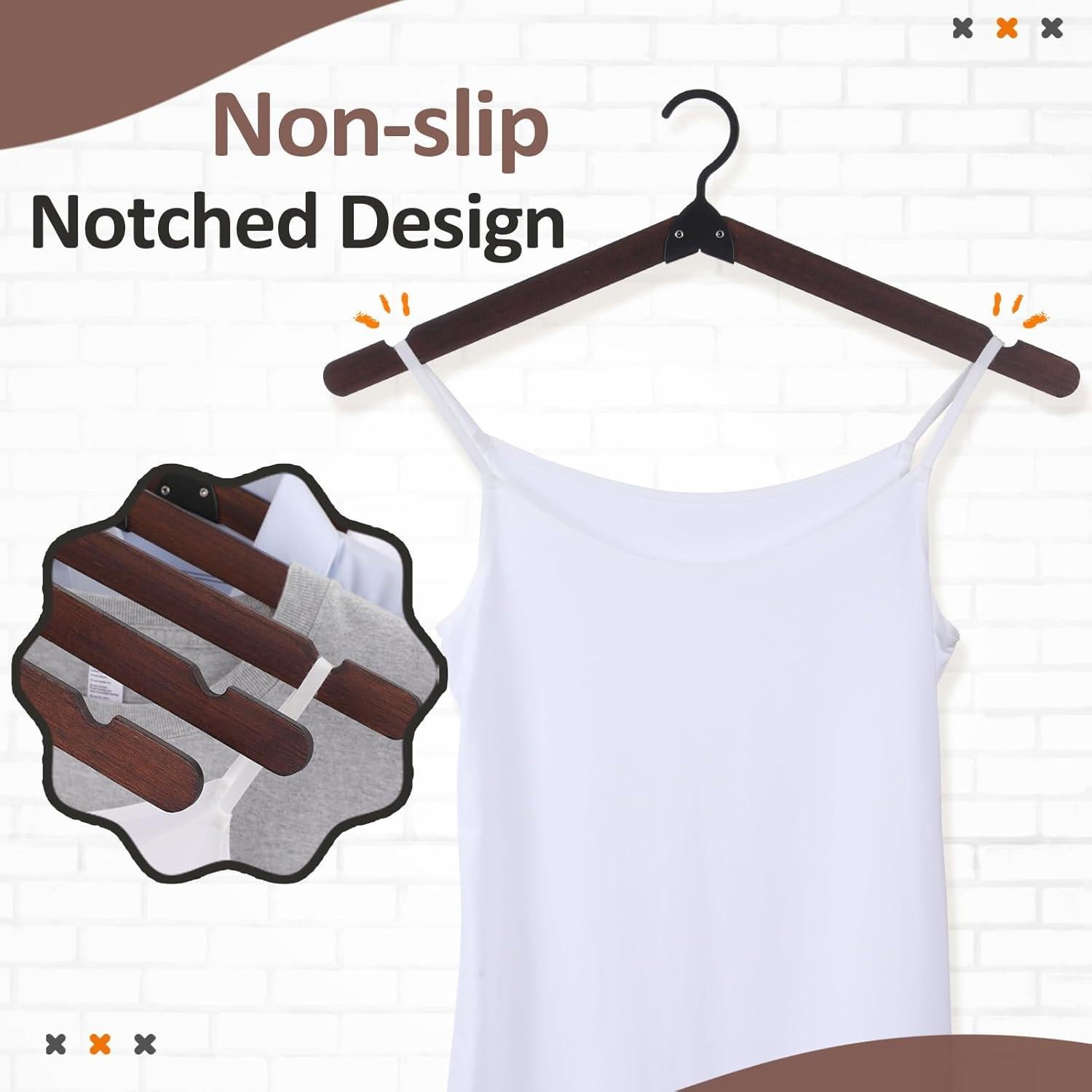 Foldable Hangers 8 Pack, Wooden Travel Hangers Foldable for Suitcase, Portable Folding Travel Hanger for Cruise, Collapsible Space Saving RV Hanger for Trip