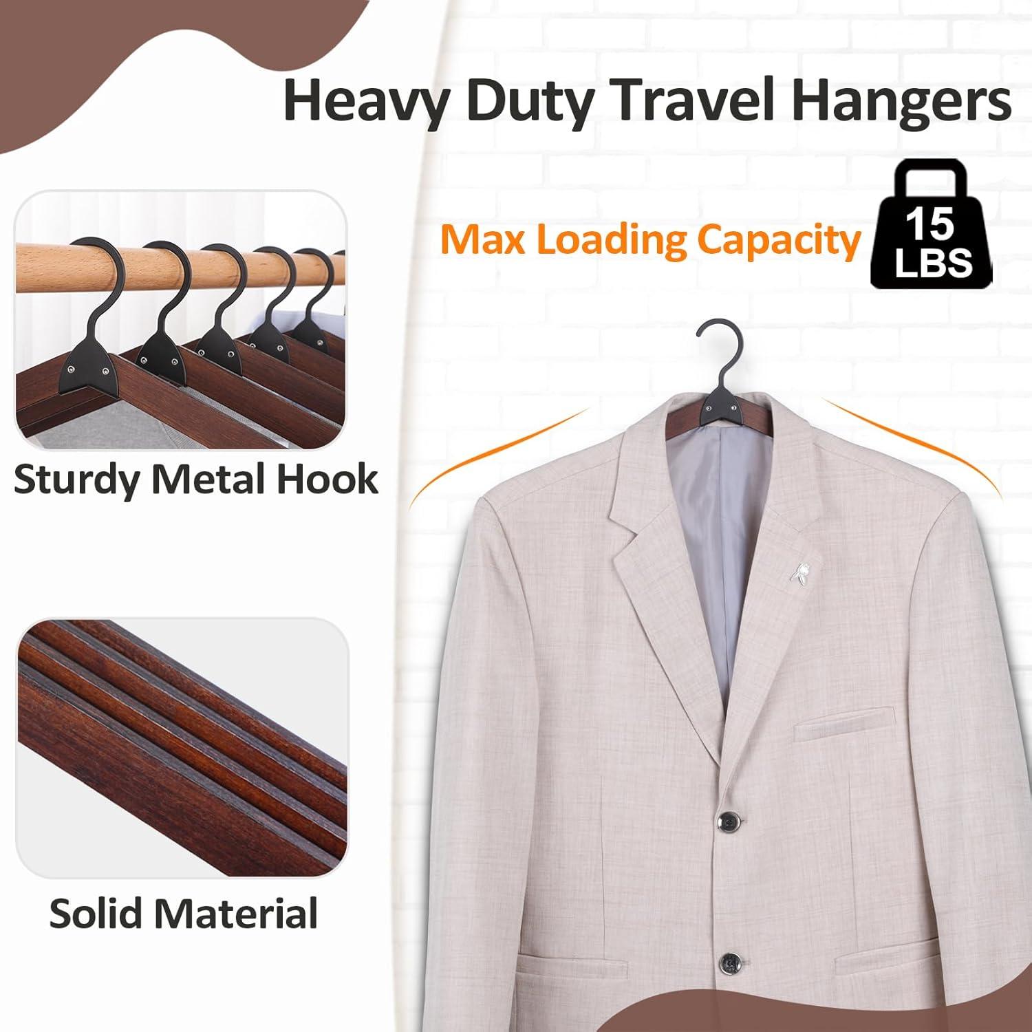 Foldable Hangers 8 Pack, Wooden Travel Hangers Foldable for Suitcase, Portable Folding Travel Hanger for Cruise, Collapsible Space Saving RV Hanger for Trip
