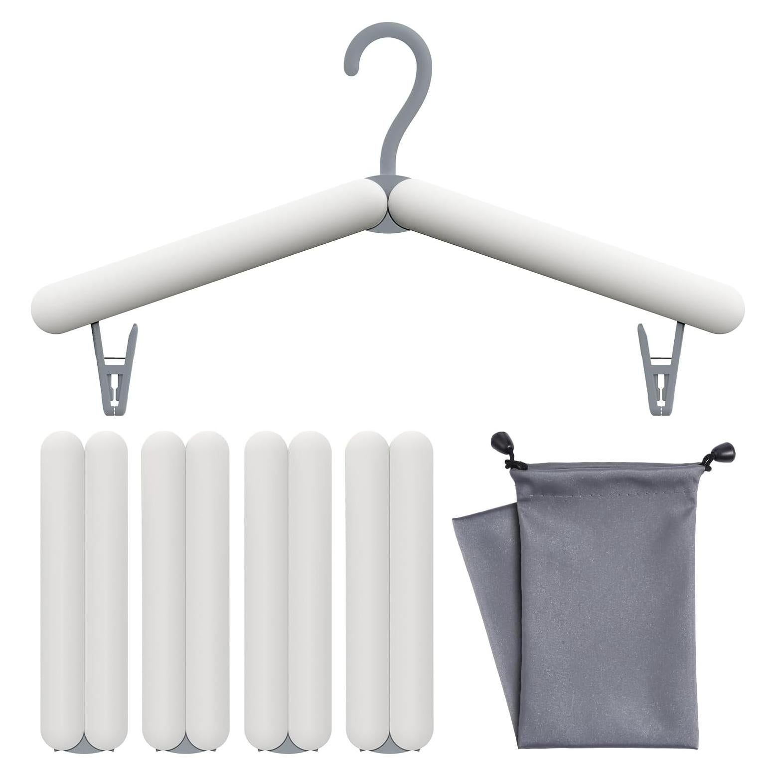 Perchas Plegables Sazfli - Paquete de 4 Gris, Livianas y Compactas