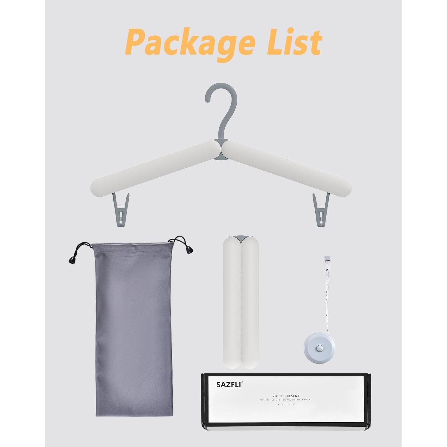 Perchas Plegables Sazfli - Paquete de 4 Gris, Livianas y Compactas