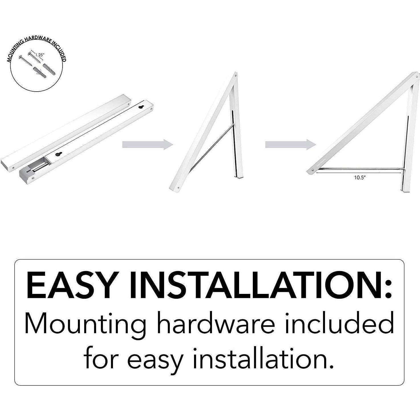 Single Foldable Clothing Rack, Wall-Mounted Retractable Clothes Hanger for Laundry Dryer Room, Hanging Drying Rod, Small Collapsible Folding Garment Racks, Dorm Accessories (White)