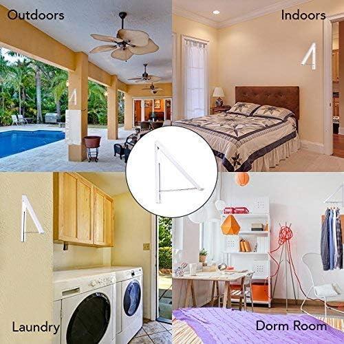 Single Foldable Clothing Rack, Wall-Mounted Retractable Clothes Hanger for Laundry Dryer Room, Hanging Drying Rod, Small Collapsible Folding Garment Racks, Dorm Accessories (White)