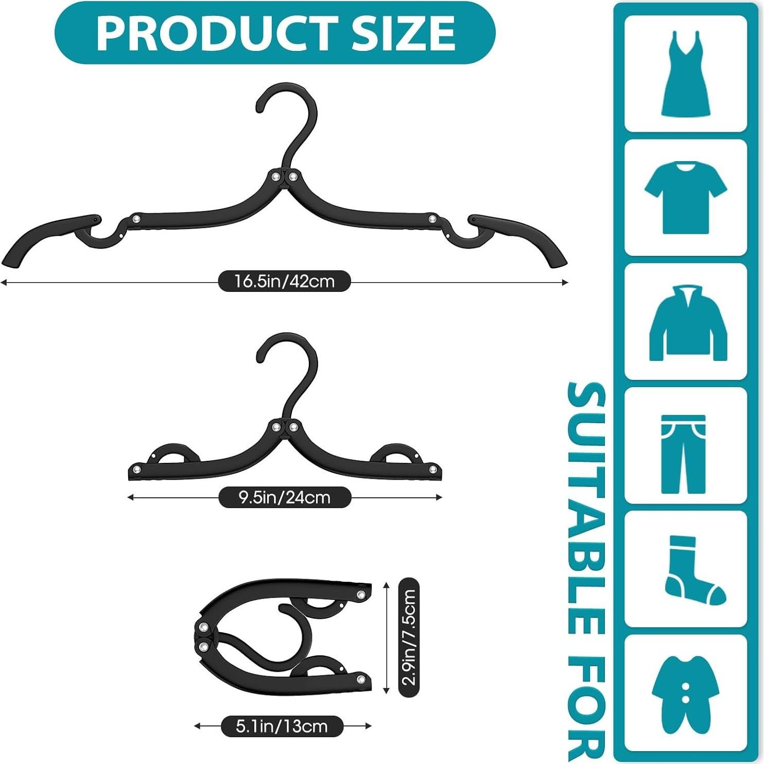 30 Perchas Plegables de Viaje Besslly - Organizador Negro