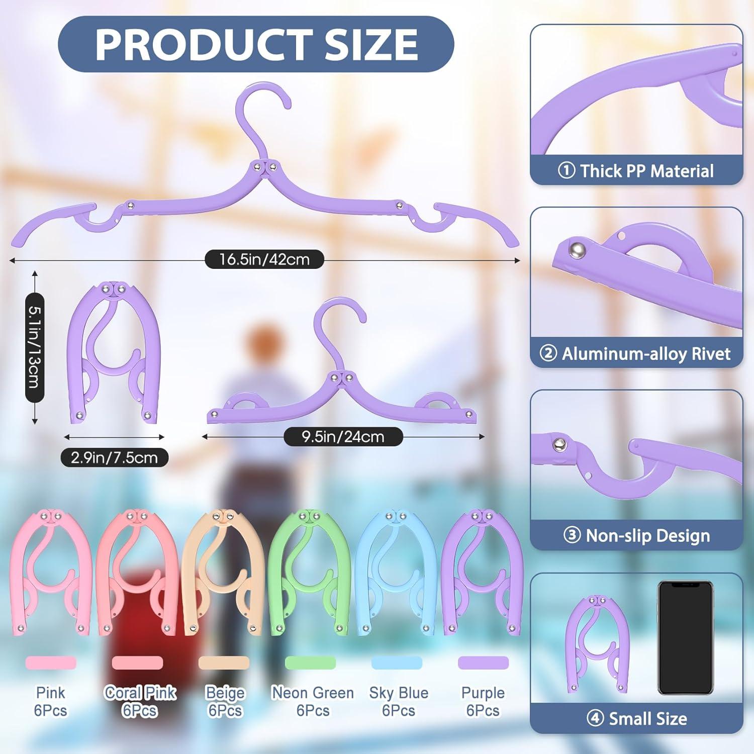 36 Perchas de Viaje Plegables Besslly Antideslizantes Multicolor