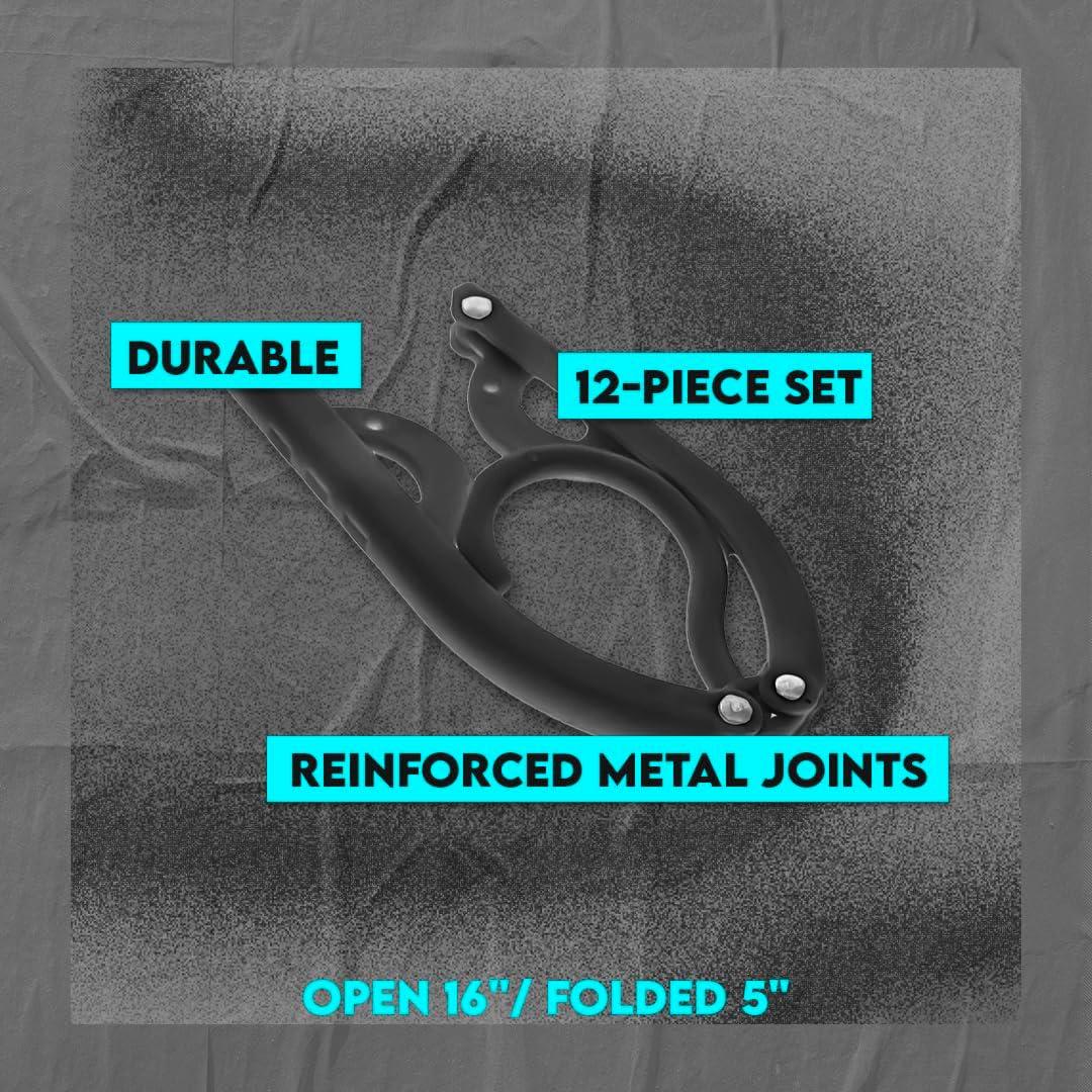 Juego de 12 Perchas Plegables SE para Viaje - Negro y Blanco