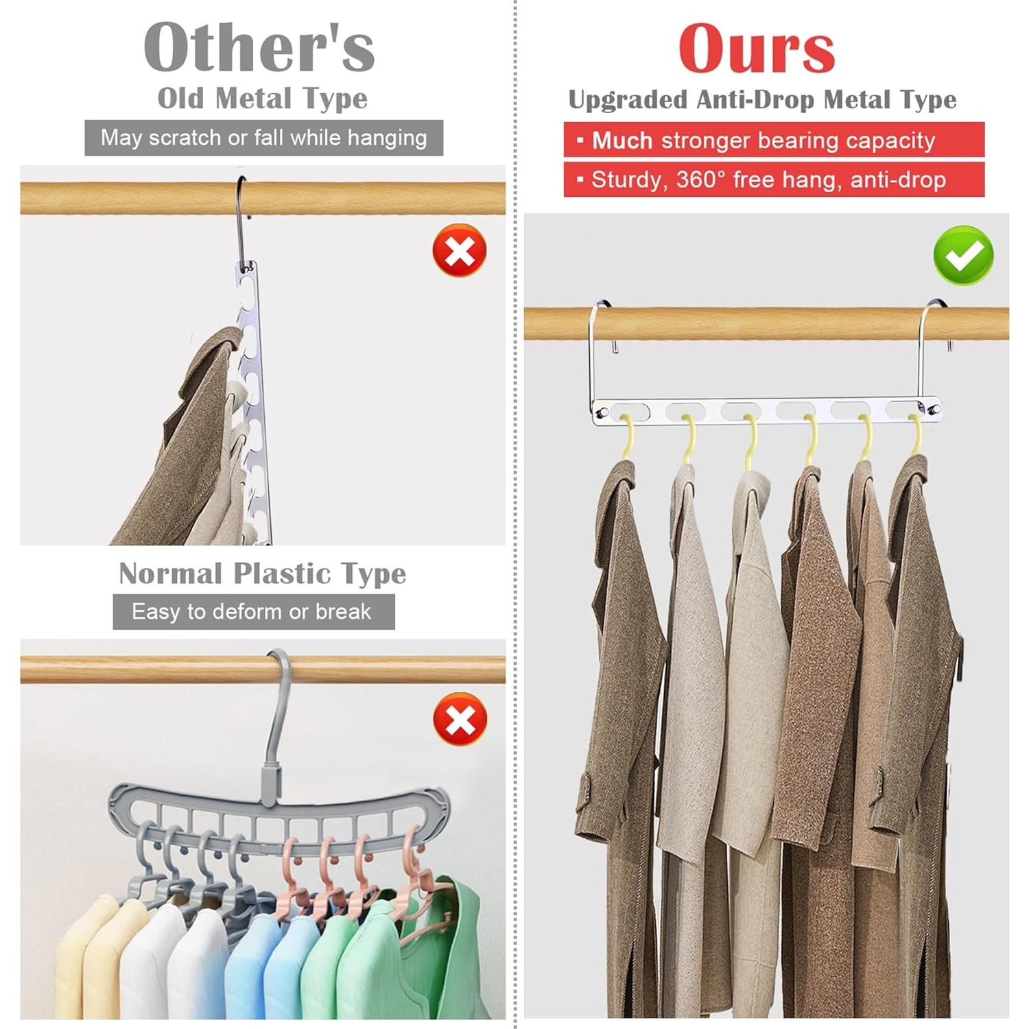 Paquete de 12 Perchas Ahorradoras de Espacio NAKBINX Metal