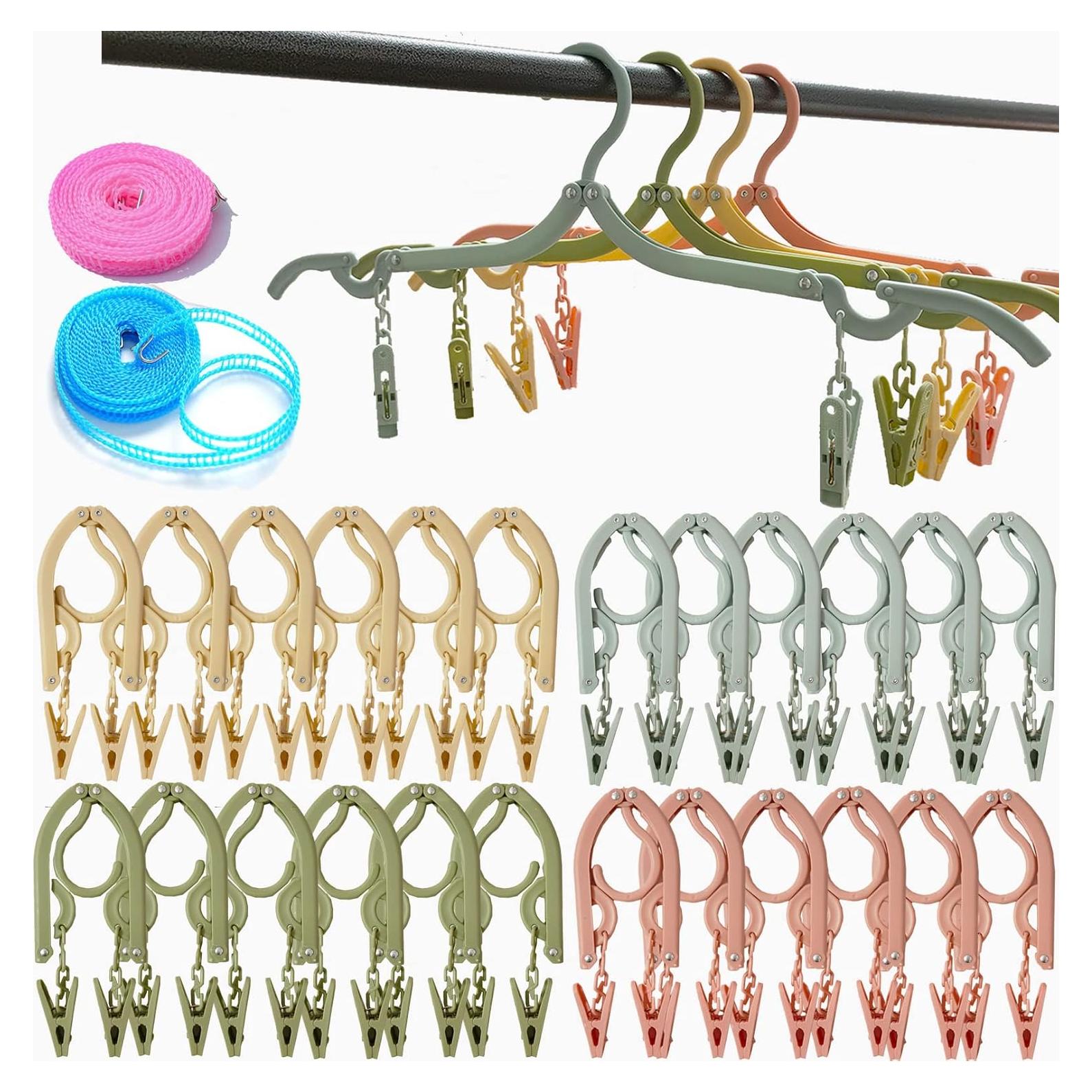 24 Perchas Plegables Antideslizantes Smilixin - Viaje y Secado