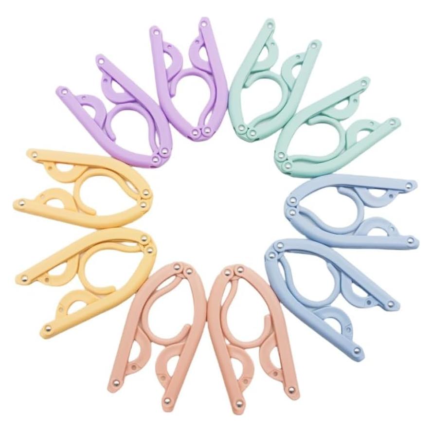 Perchas de Viaje Plegables OBHRRY - 10 Piezas Coloridas