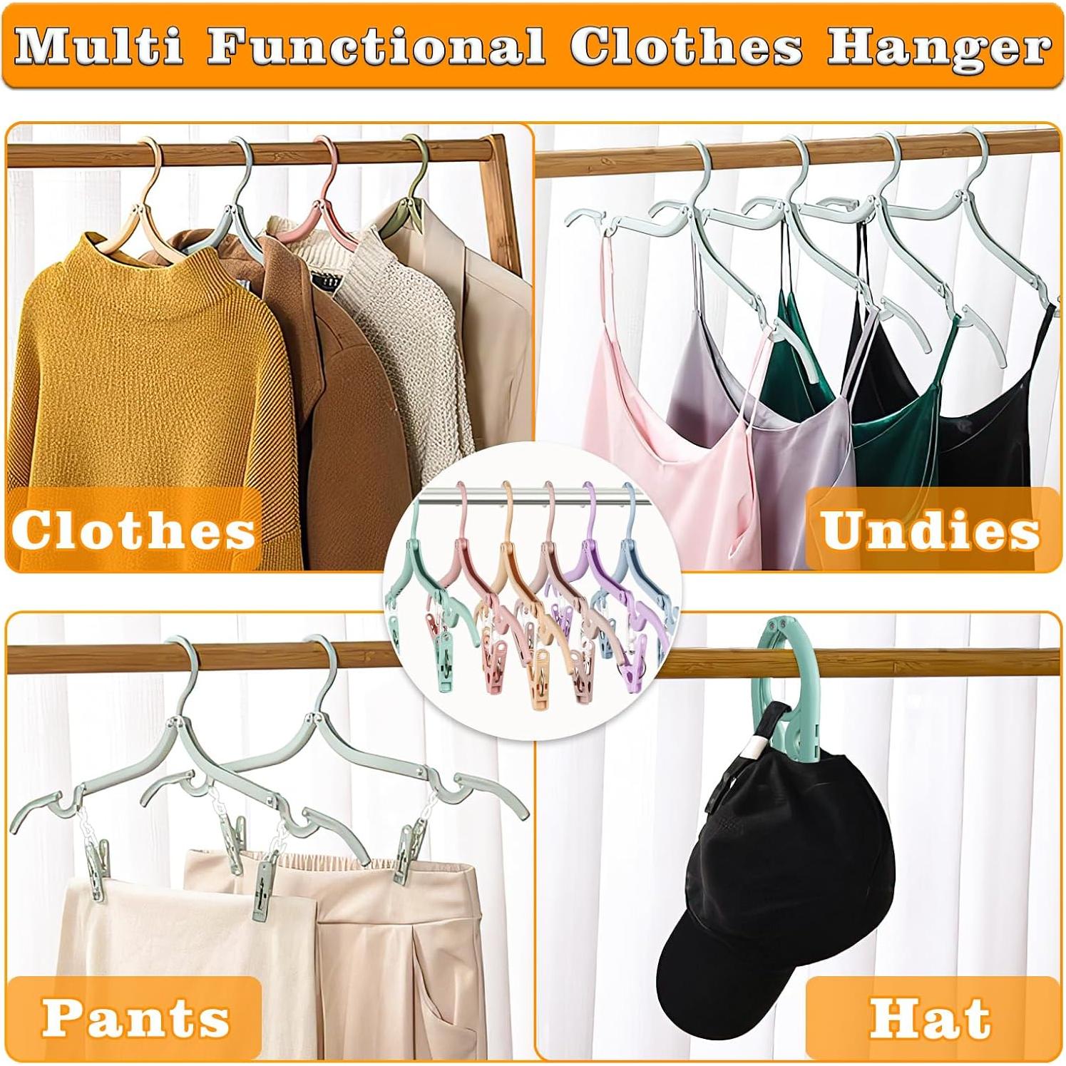 12 Perchas de Viaje Plegables Nokiils con Clips Multicolor