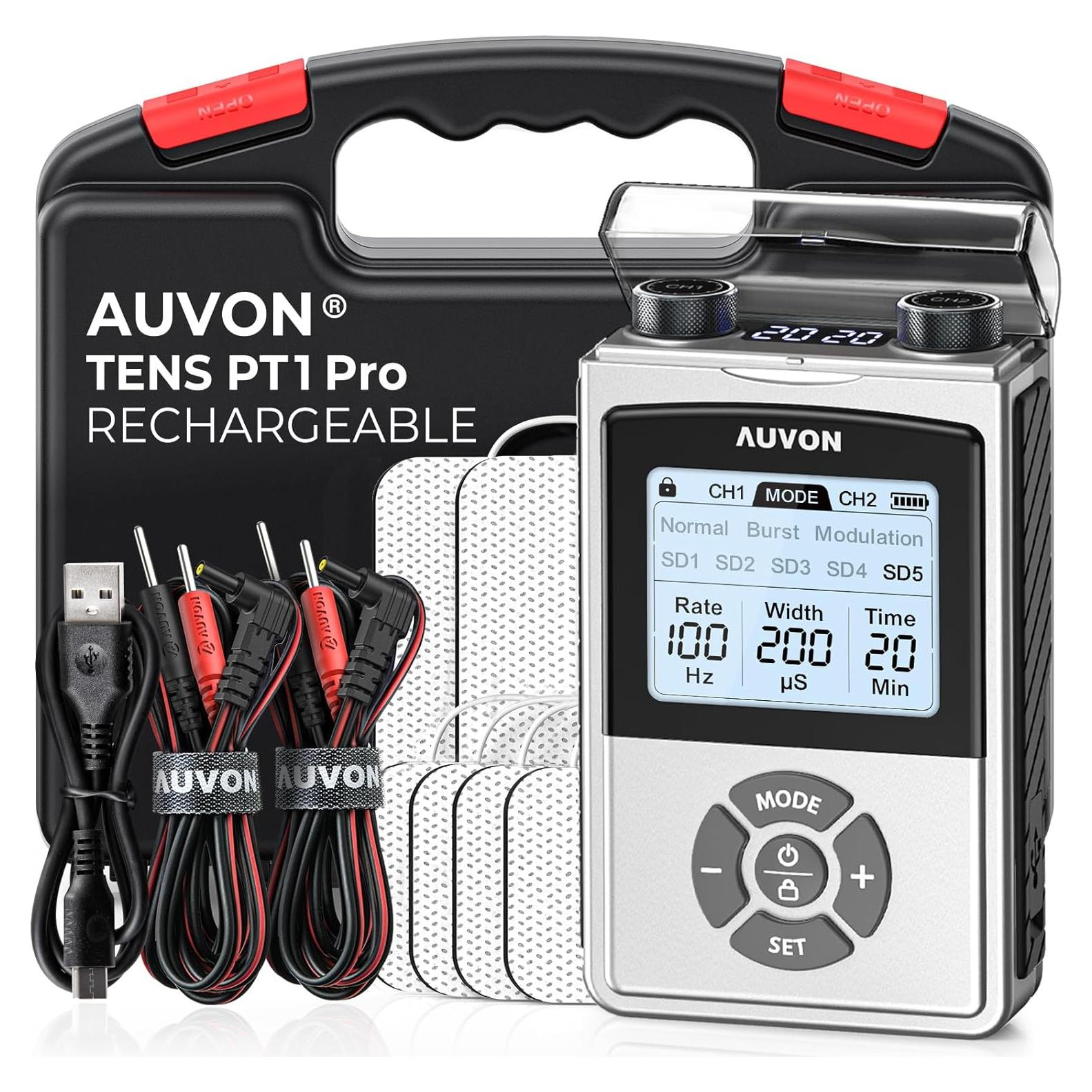AUVON Estimulador Muscular TENS Recargable 600mAh 8 Modos
