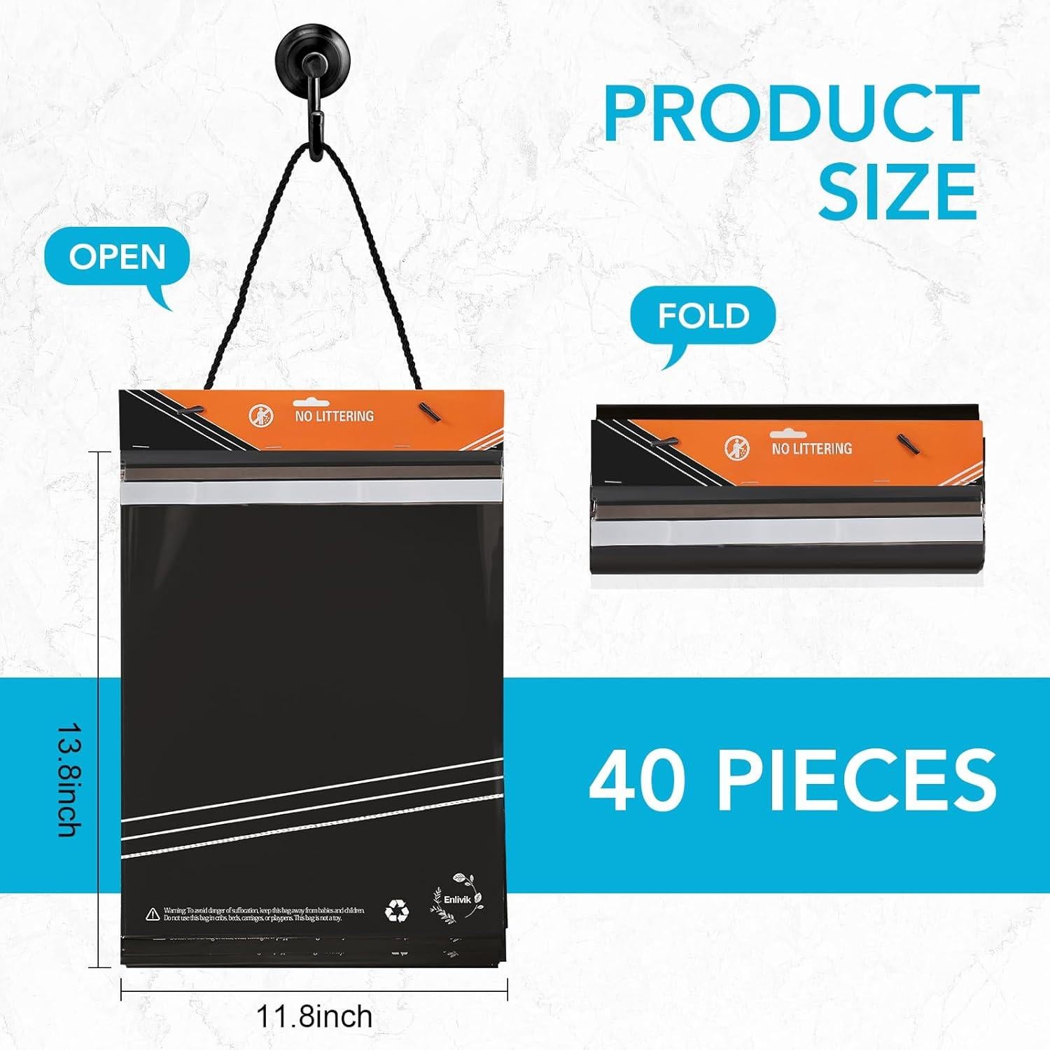 Bolsas de Basura Desechables Enlivik 40 Pcs 7.6L para Auto