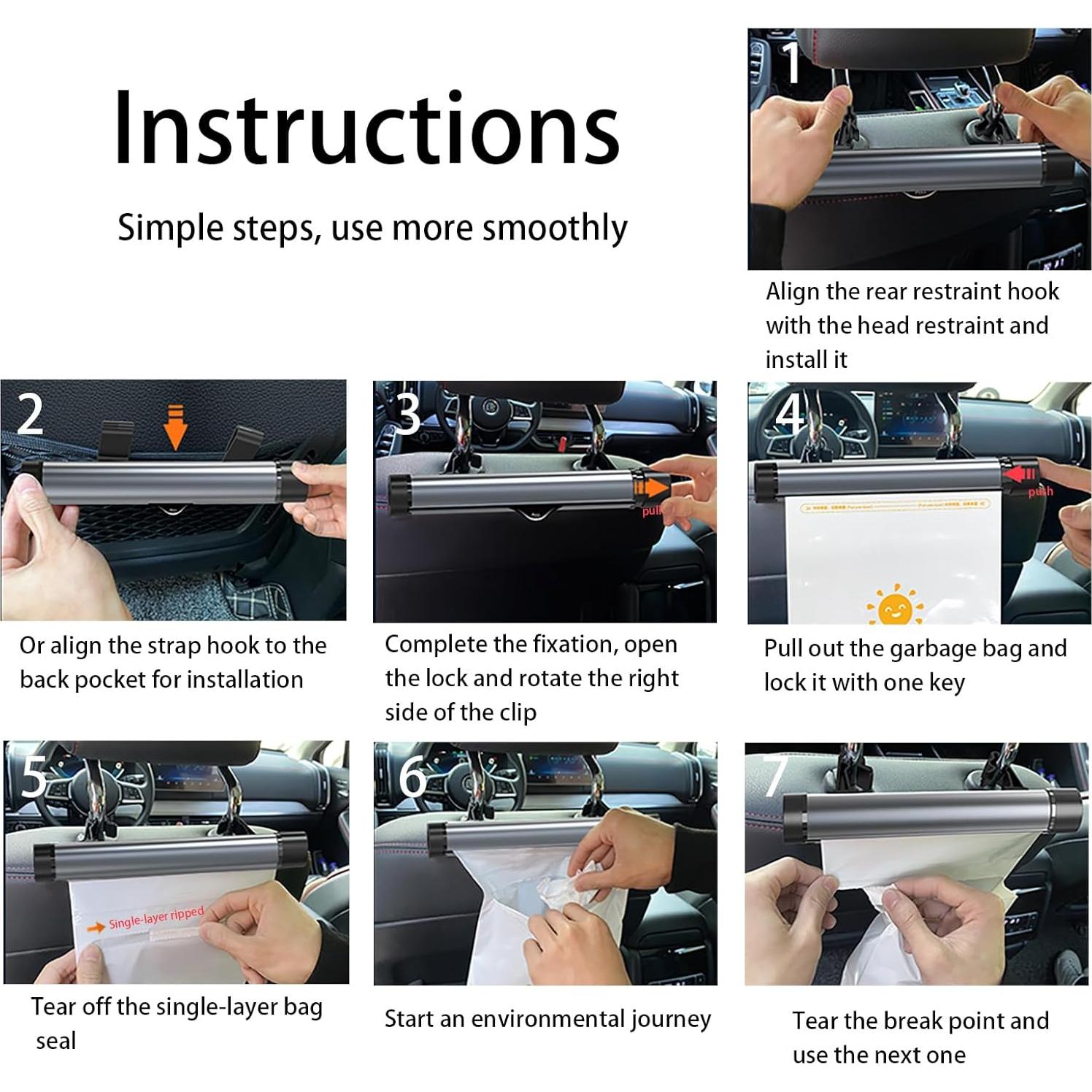 Cubo de Basura para Auto SWEAMTING con 40 Bolsas Desechables