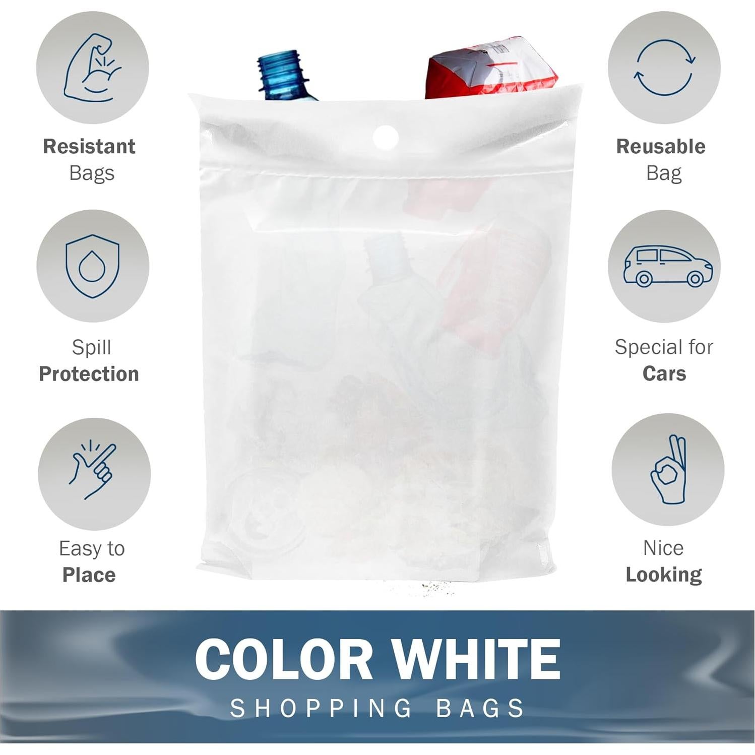 Bolsas de Basura para Auto PPB - 50 Pcs Blancas 30.48x38.1 cm