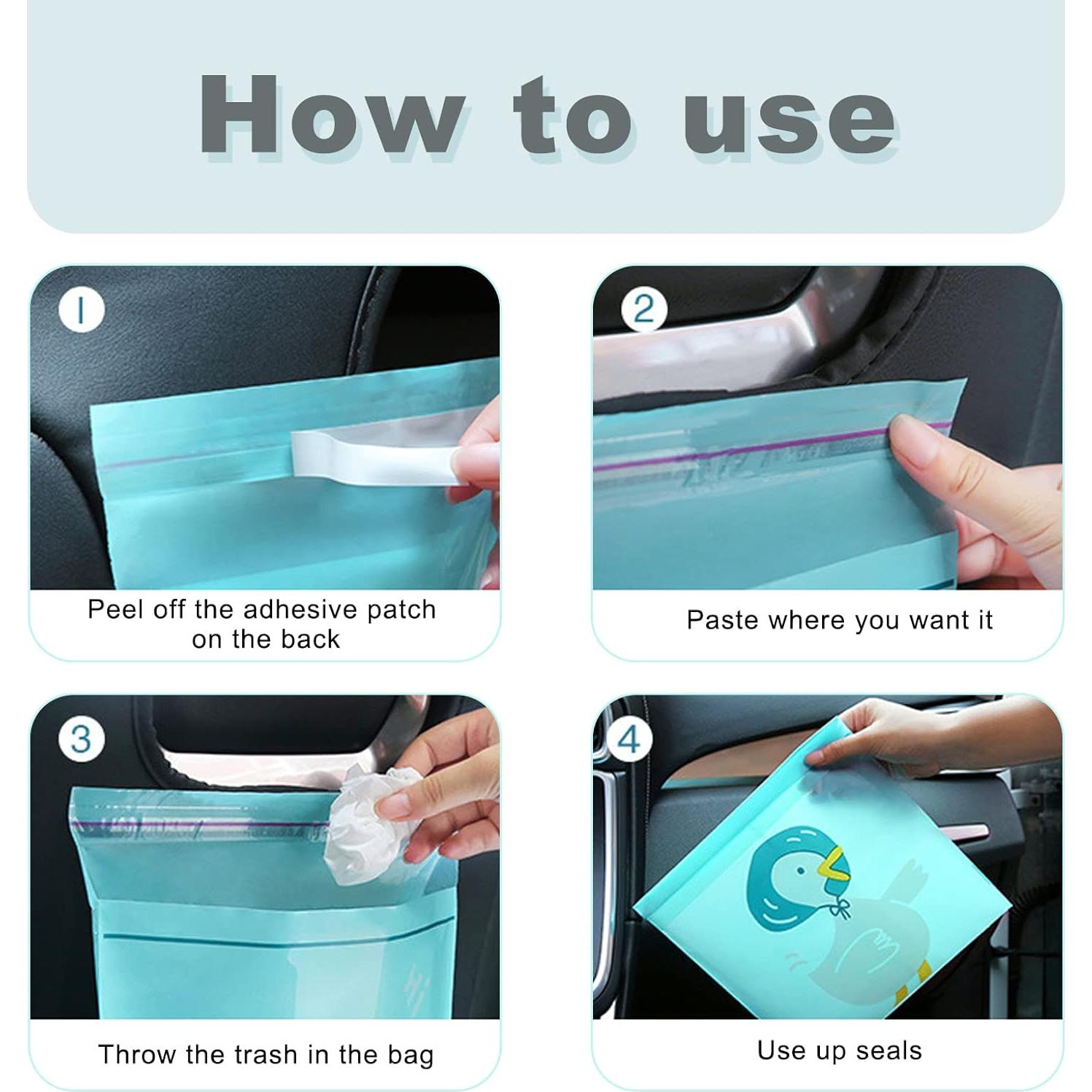 Bolsa de Basura Desechable para Auto Etenpo 60 Piezas Rosa Azul