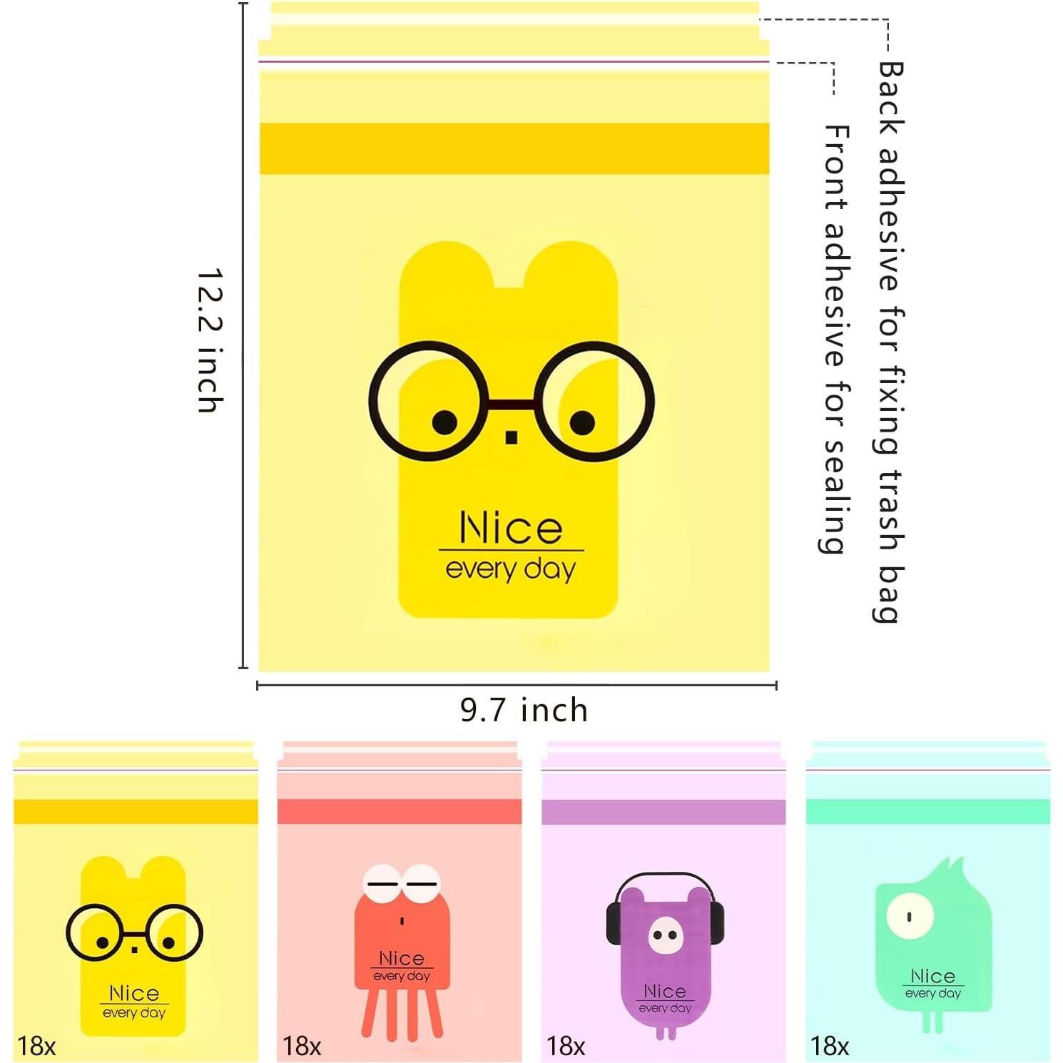 72 Bolsas de Basura Desechables Hion Autoadhesivas 5 Galones