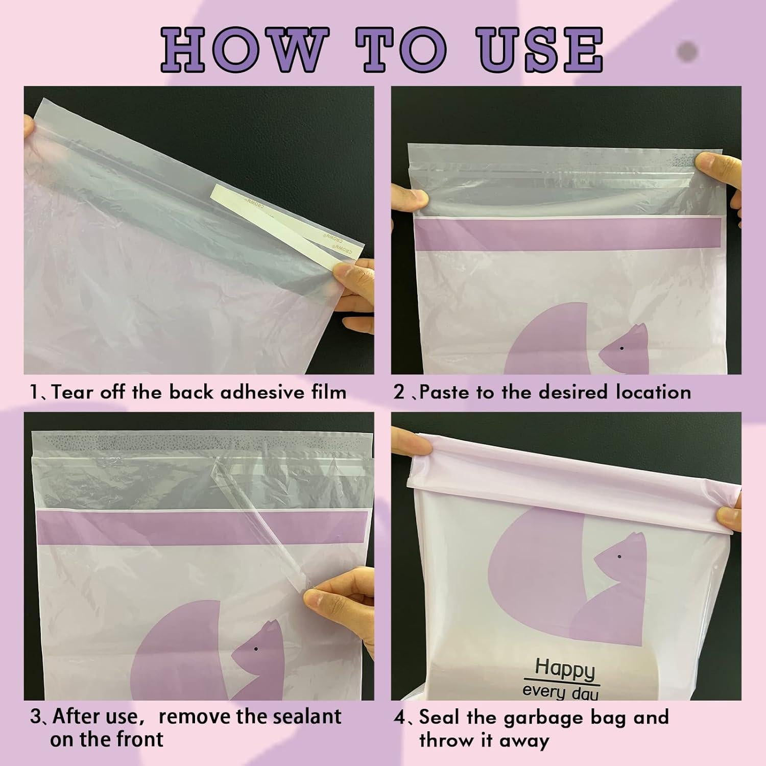 Bolsas de Basura Desechables WERUGU 60Pcs A Prueba de Agua