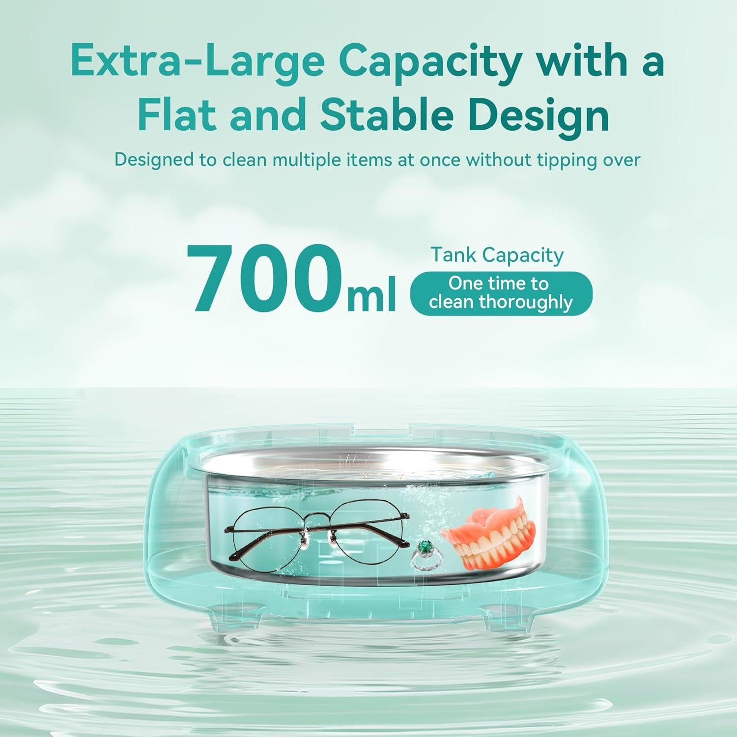 ROLWAY Limpiador Ultrasonido de Joyas 700ml 48kHz Digital