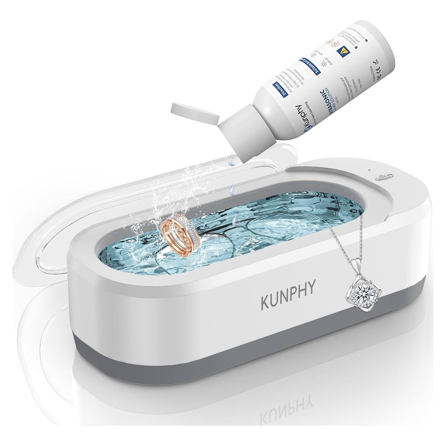 Limpiador Ultrasónico de Joyas KUNPHY 355ml 46KHz Blanco