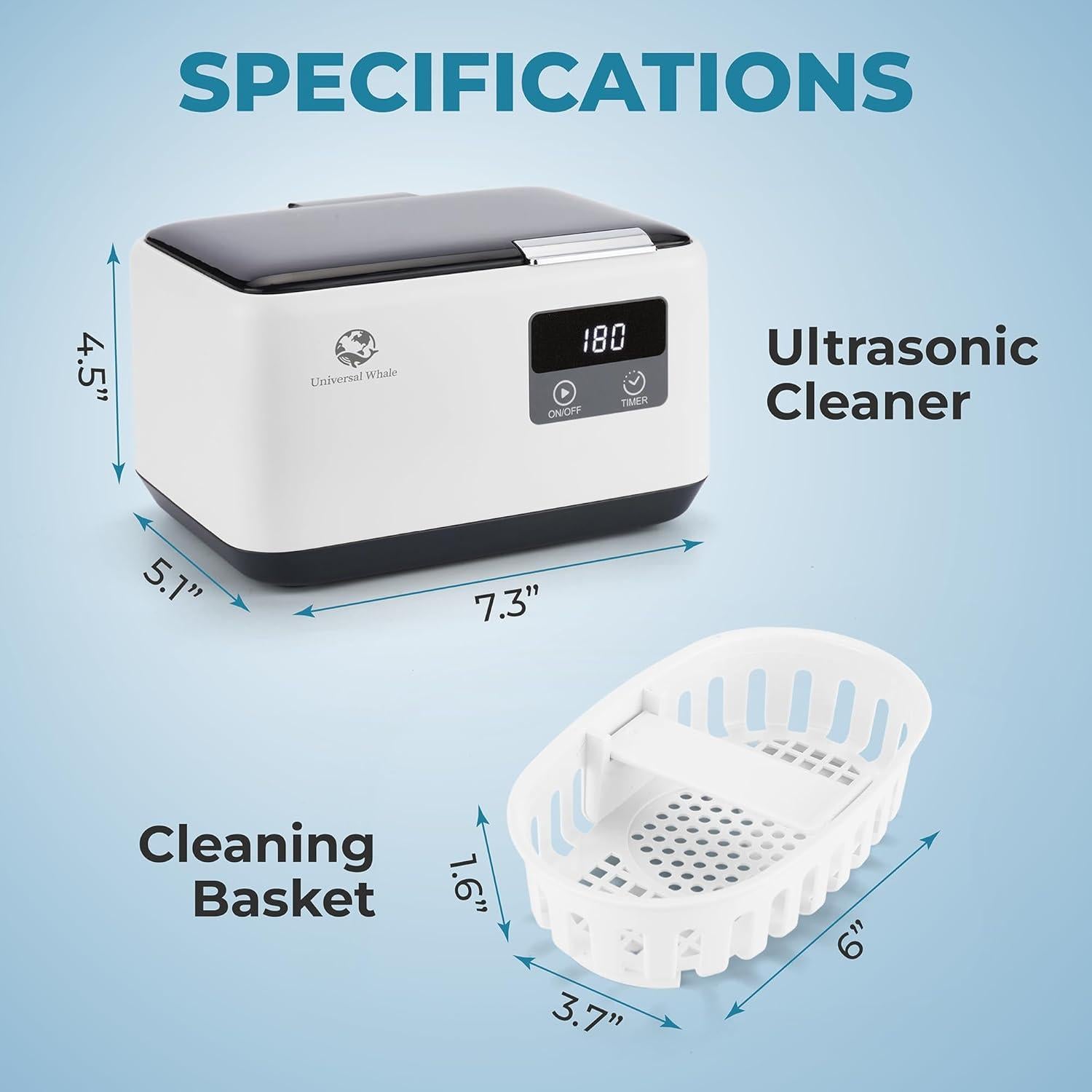 Limpiador Ultrasónico de Joyas Universal Whale 600ml 45kHz