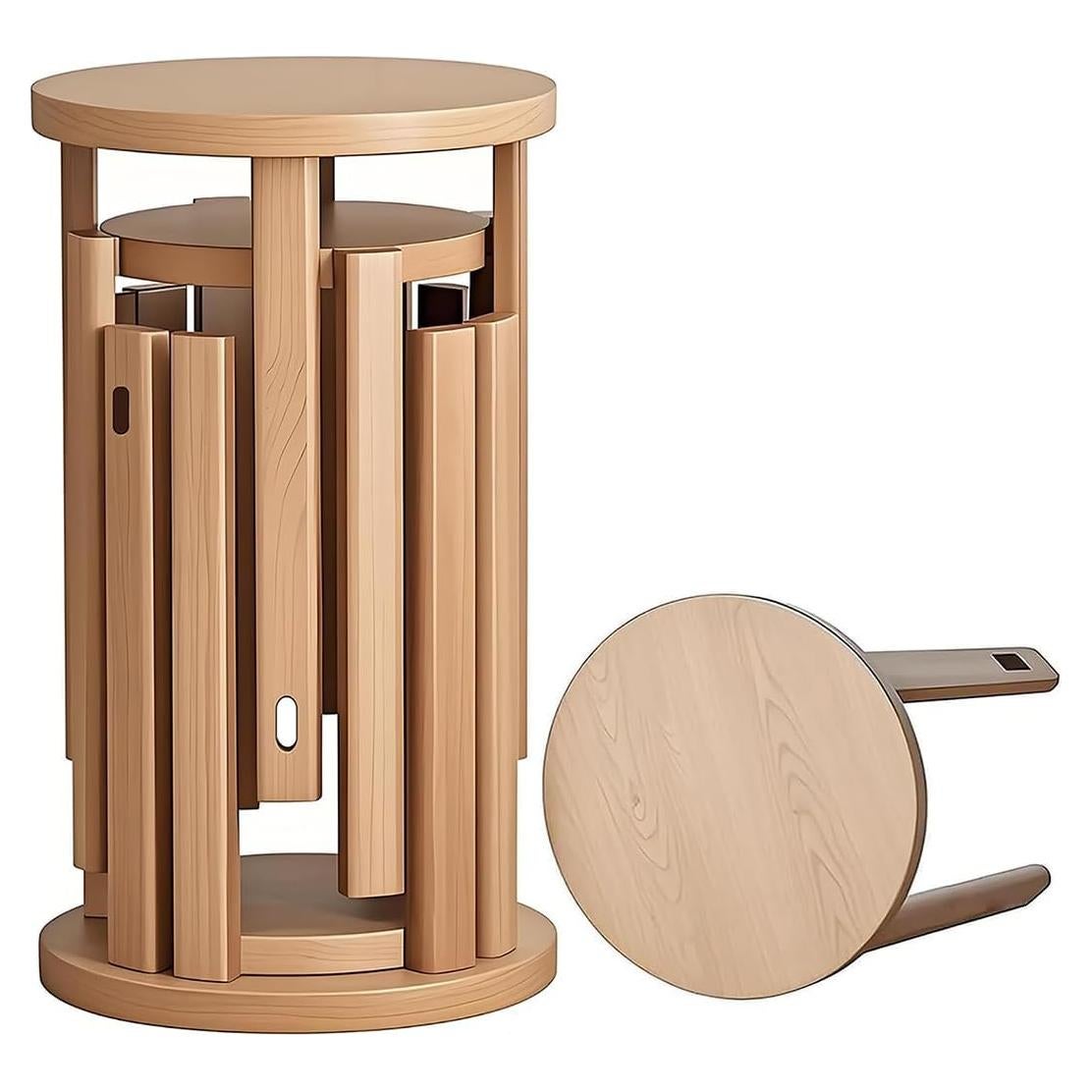 Juego de 4 Taburetes Apilables CHSSIH de Madera Natural 45.72 cm