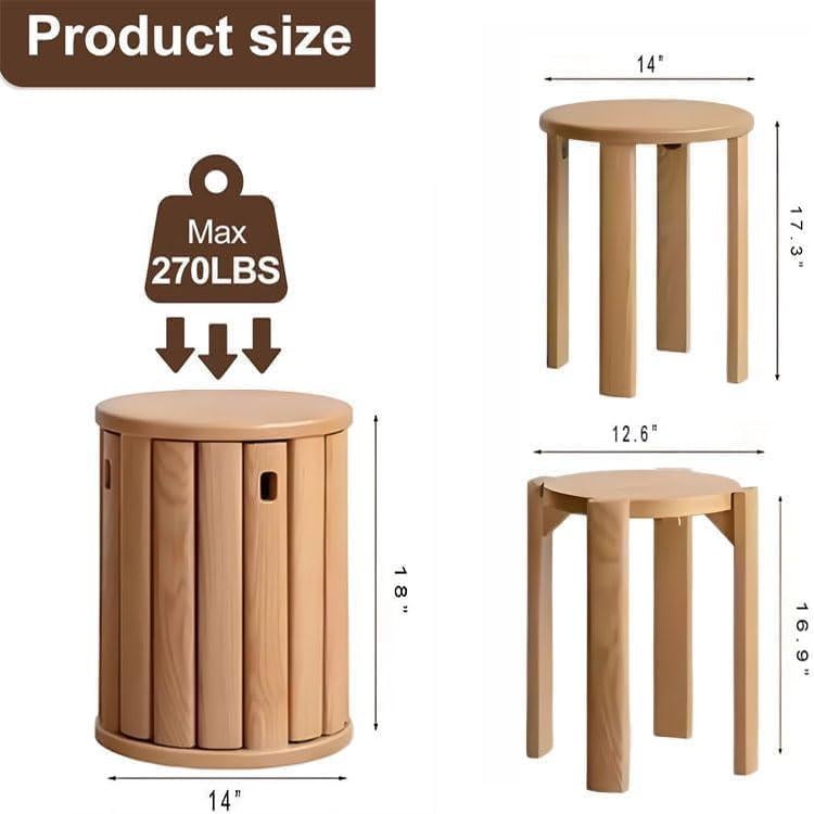 Juego de 4 Taburetes Apilables CHSSIH de Madera Natural 45.72 cm