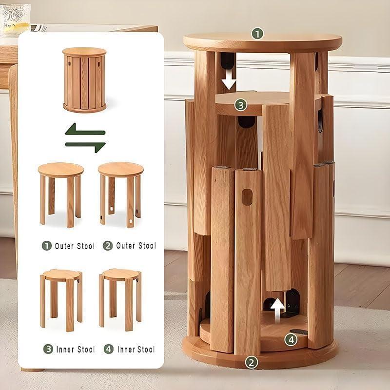 Juego de 4 Taburetes Apilables CHSSIH de Madera Natural 45.72 cm