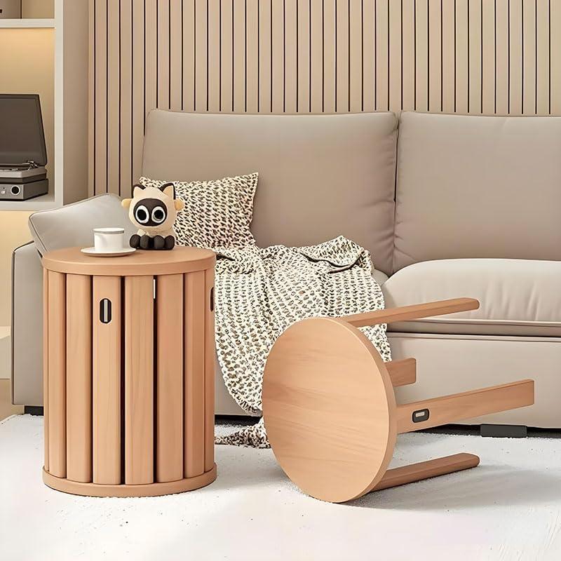 Juego de 4 Taburetes Apilables CHSSIH de Madera Natural 45.72 cm