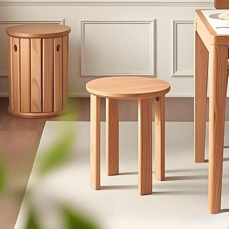 Juego de 4 Taburetes Apilables CHSSIH de Madera Natural 45.72 cm