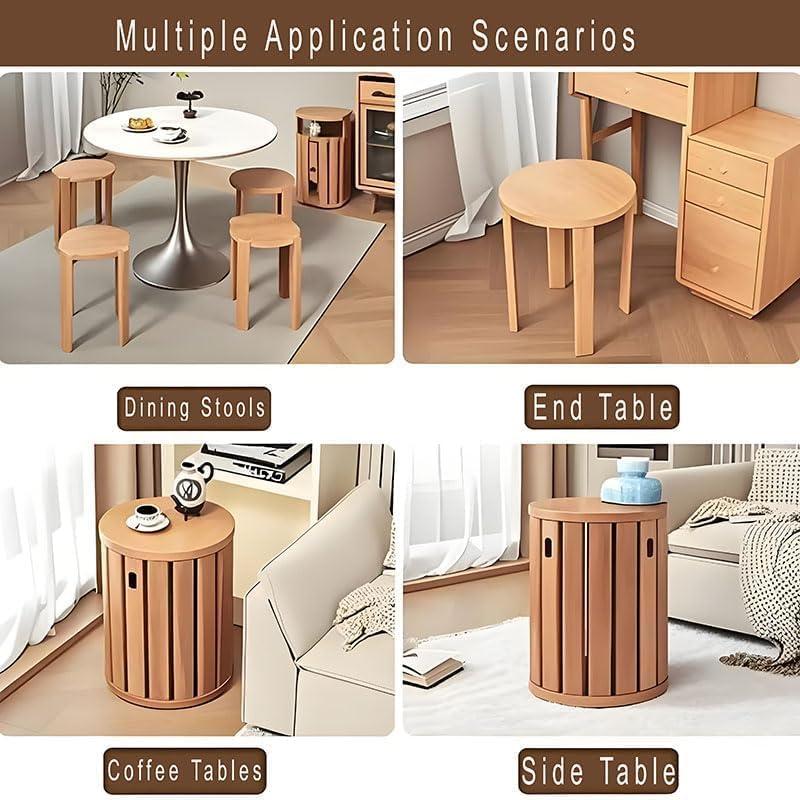 Juego de 4 Taburetes Apilables CHSSIH de Madera Natural 45.72 cm