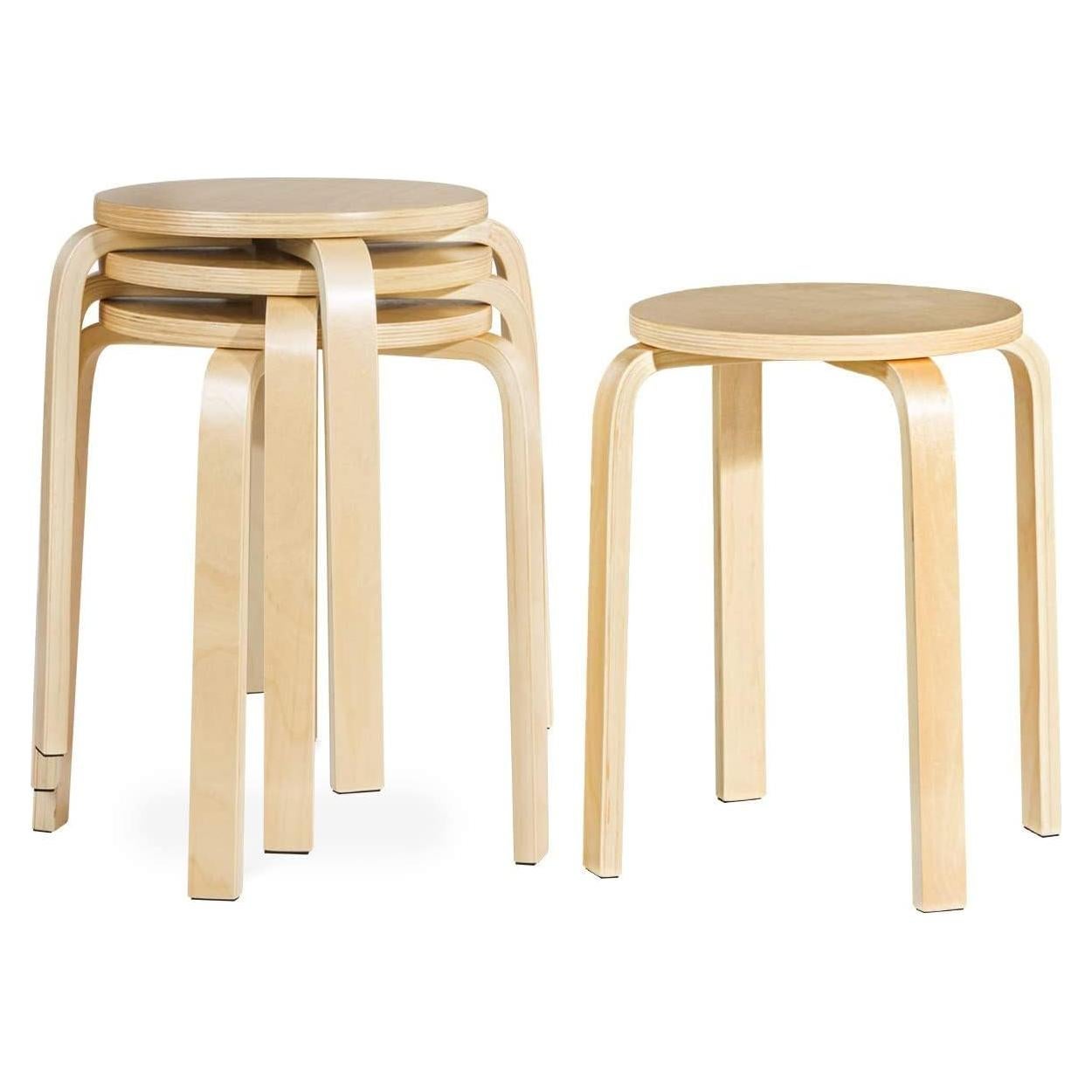 Juego de 4 Taburetes Apilables de Madera Contrachapada COSTWAY