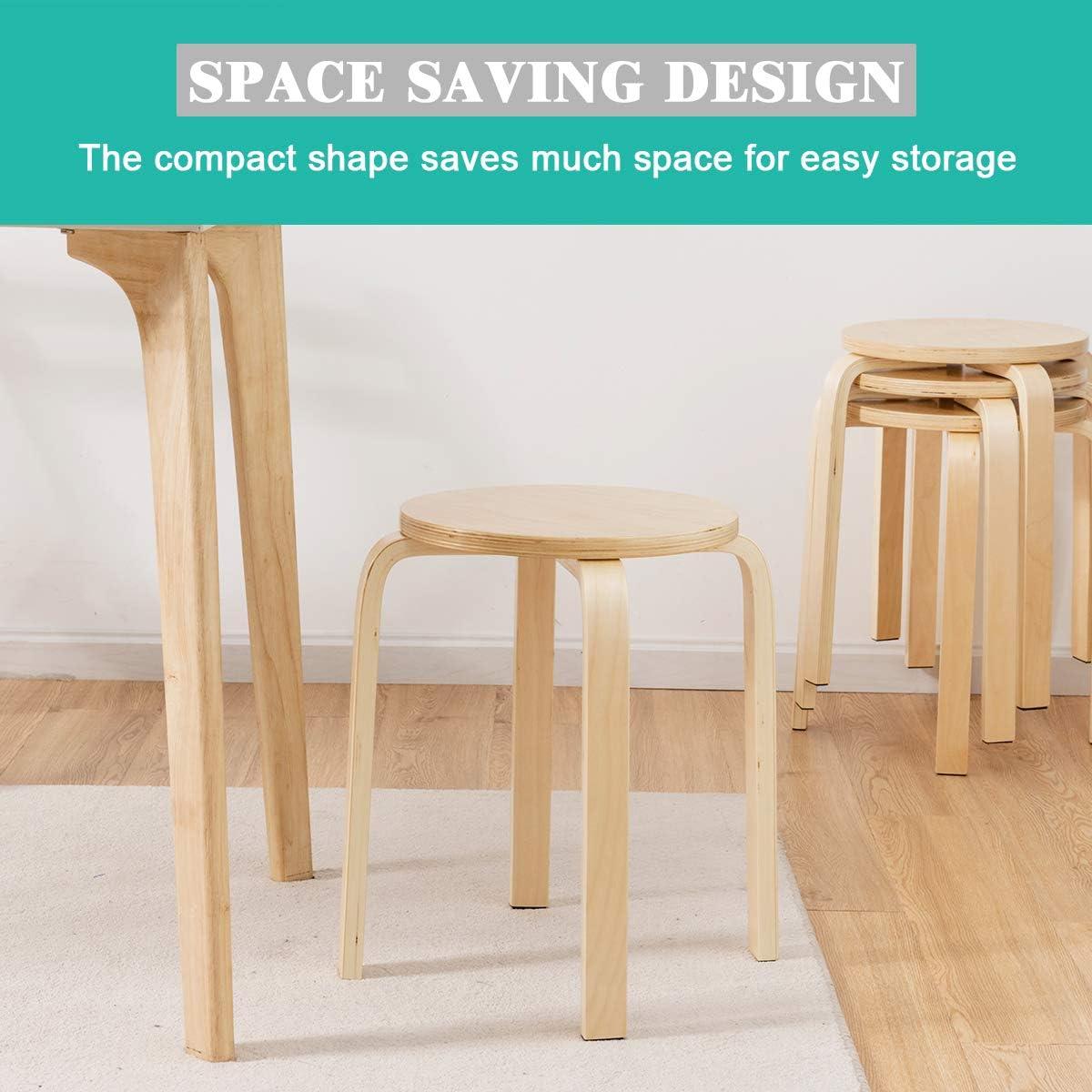 Juego de 4 Taburetes Apilables de Madera Contrachapada COSTWAY