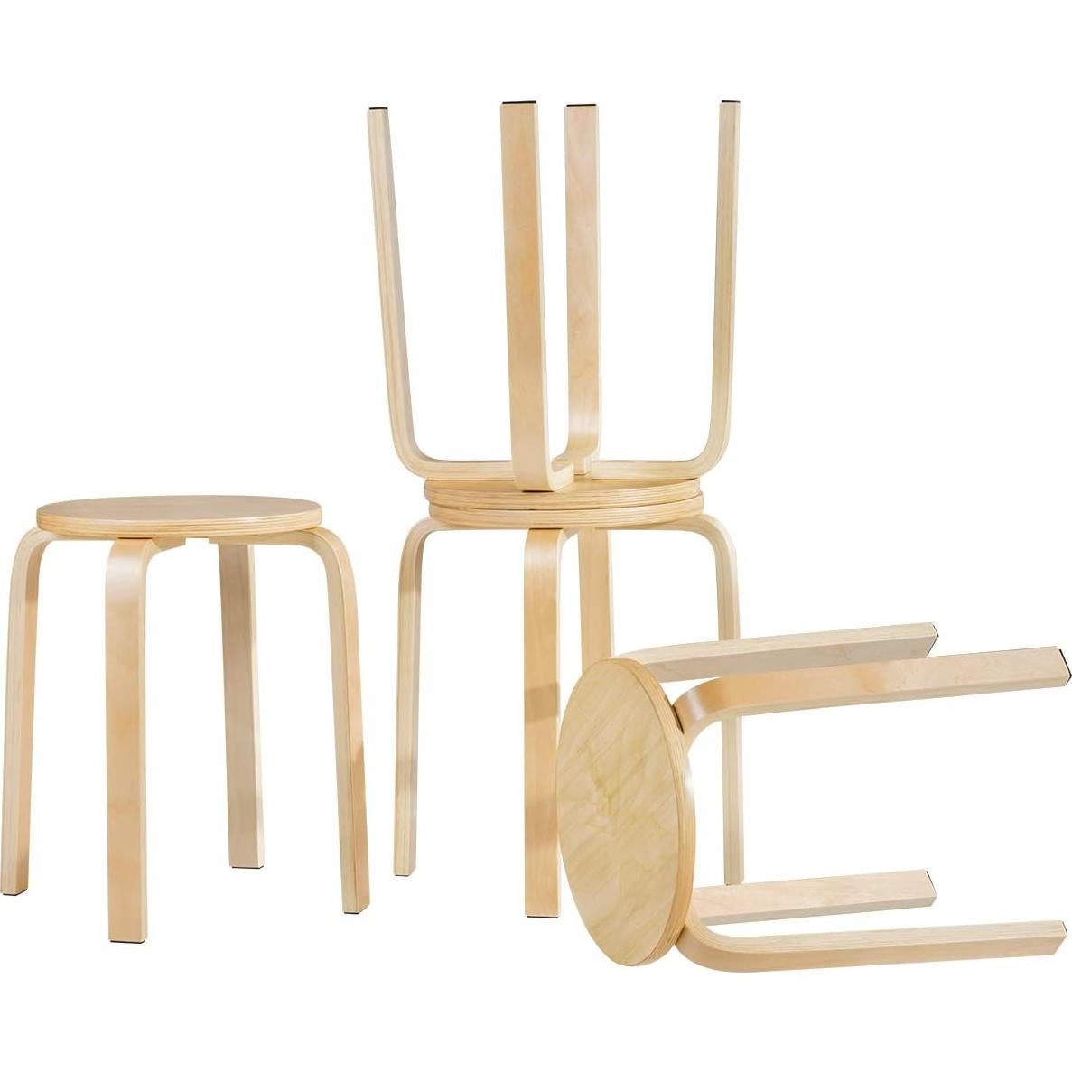 Juego de 4 Taburetes Apilables de Madera Contrachapada COSTWAY