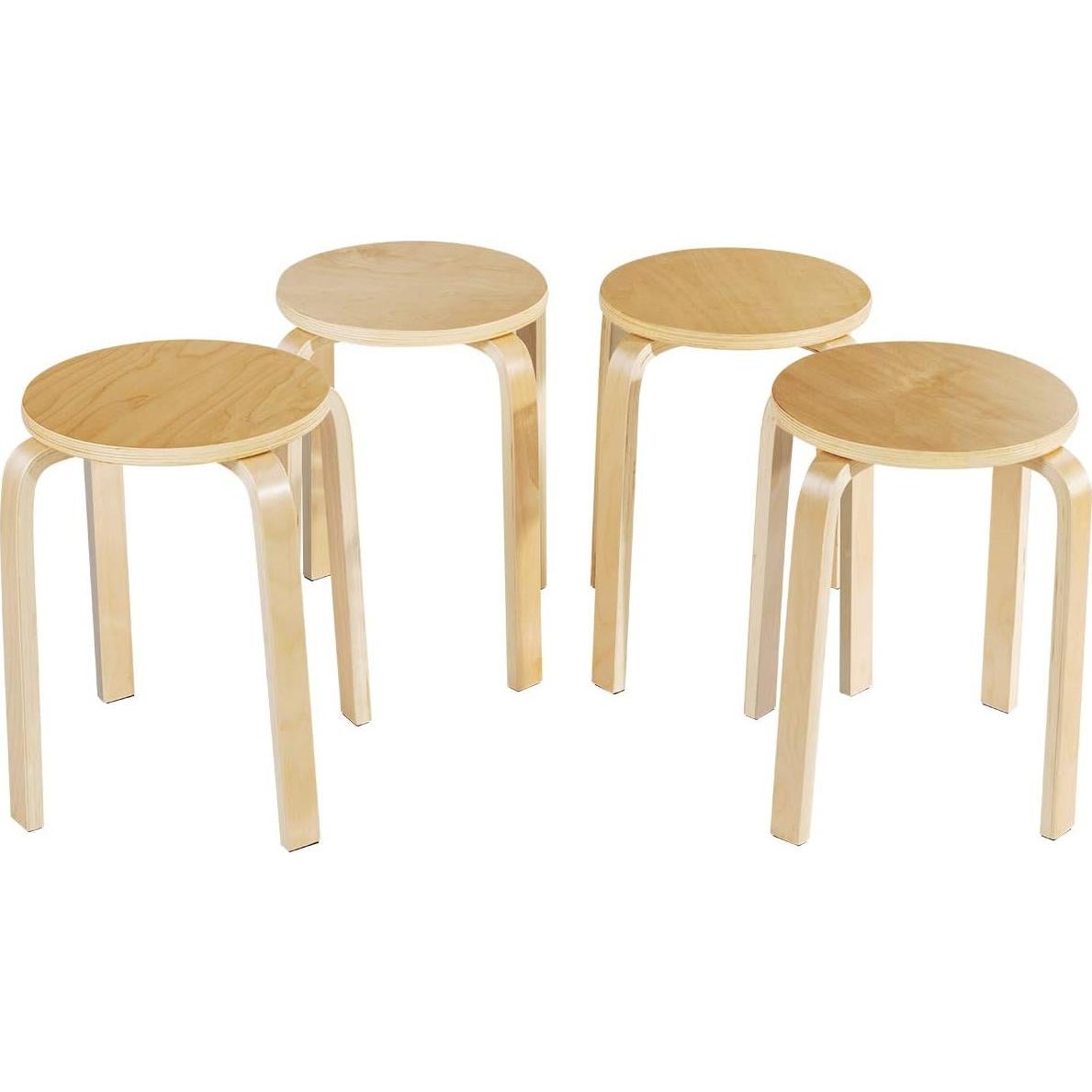 Juego de 4 Taburetes Apilables de Madera Contrachapada COSTWAY