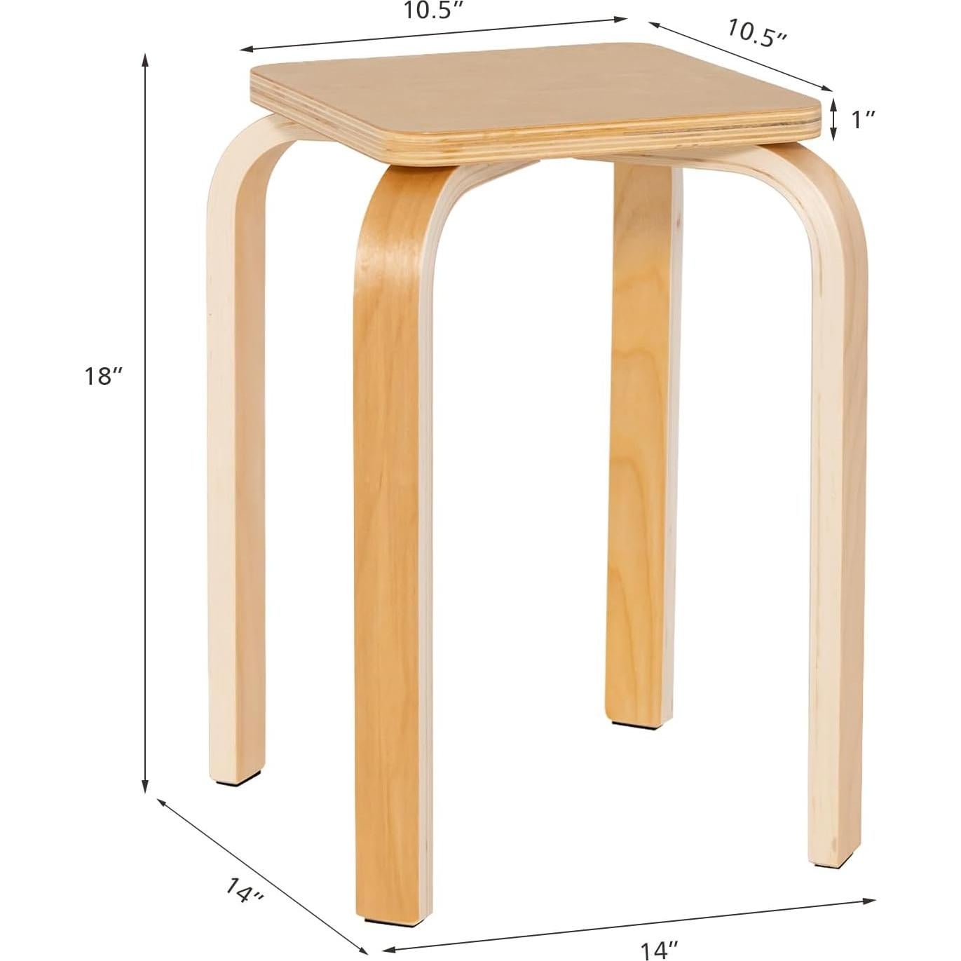 Conjunto de 4 Taburetes Apilables de Madera COSTWAY 45.72 cm