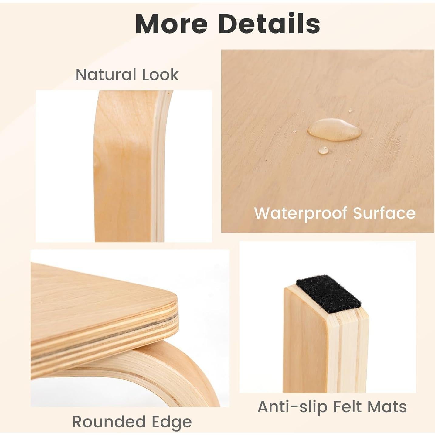 Conjunto de 4 Taburetes Apilables de Madera COSTWAY 45.72 cm