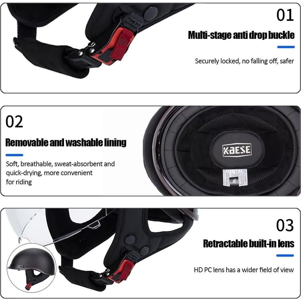 Casco Retro Moto HALYING XXL con Gafas